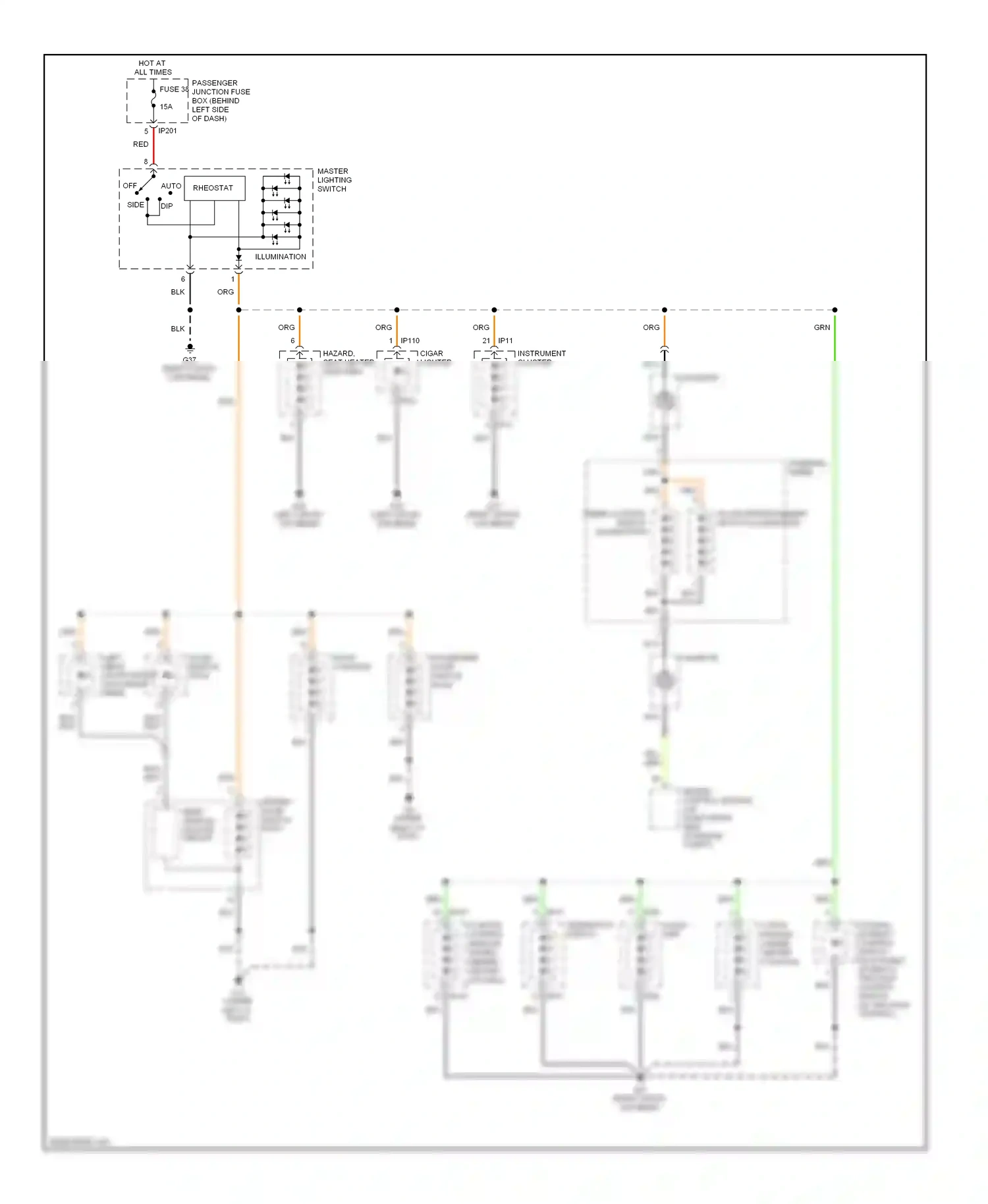 Jaguar X-type I (2001-2009) master lighting switch wiring diagram  (9 of 11)