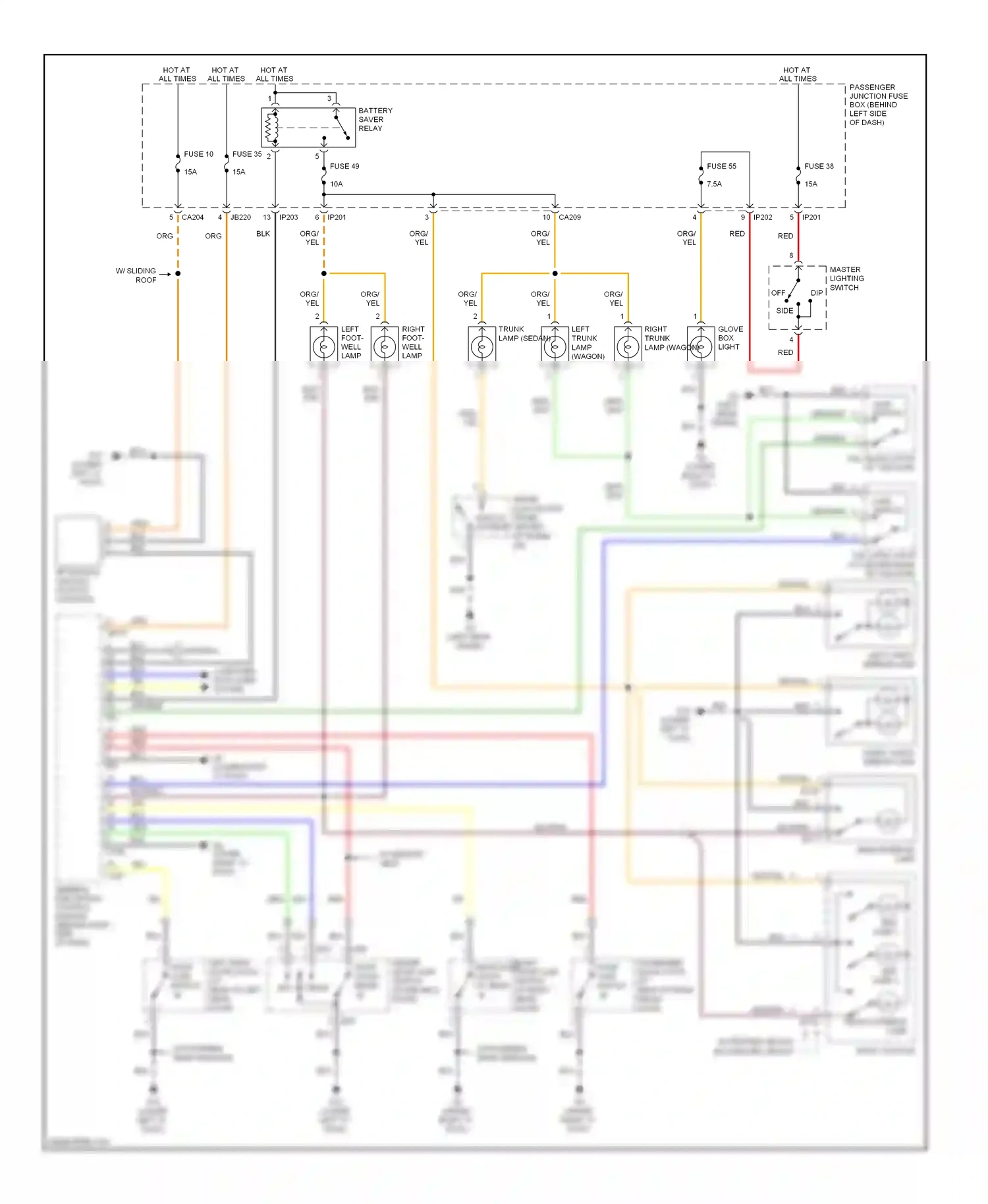 Jaguar X-type I (2001-2009) master lighting switch wiring diagram  (3 of 11)
