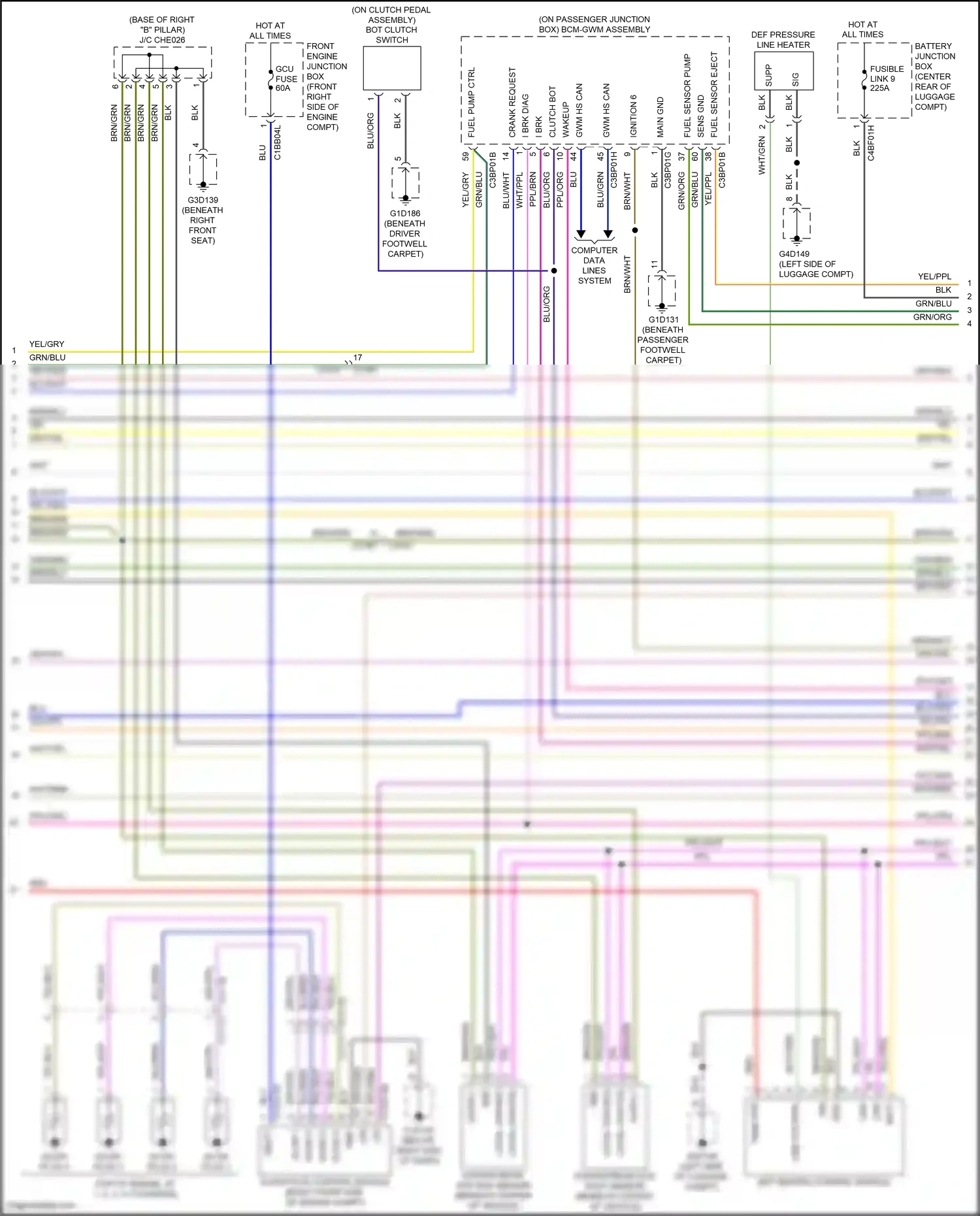 Jaguar XE I (2015-2019) fuel sensor eject wiring diagram  (2 of 2)