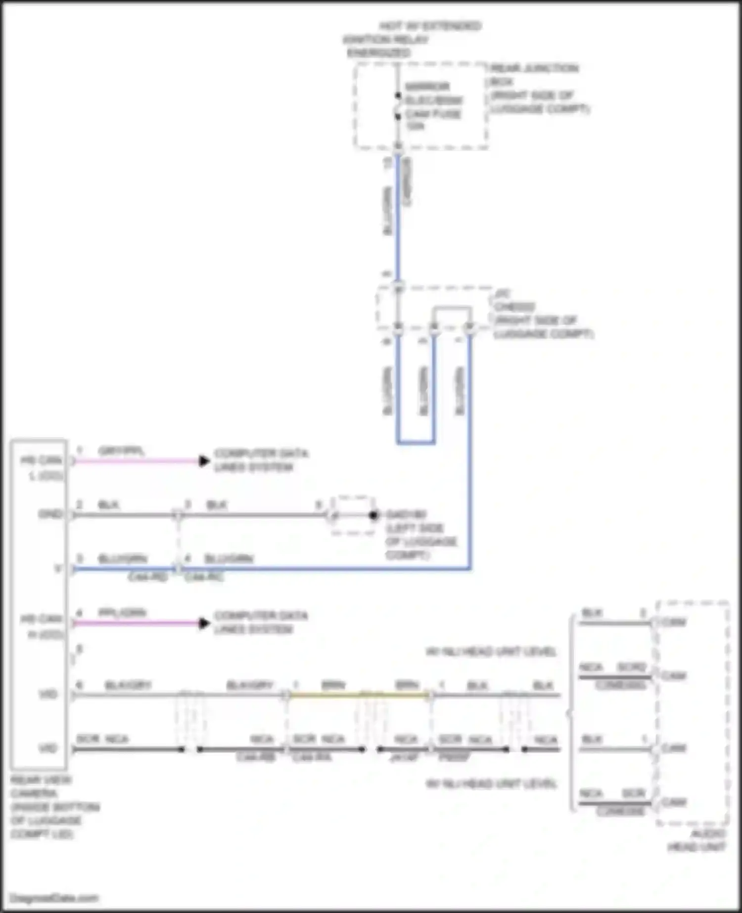 Wiring diagram mirror elec/bsm/ cam fuse for Jaguar XE I (2015-2019) (2 of 2)