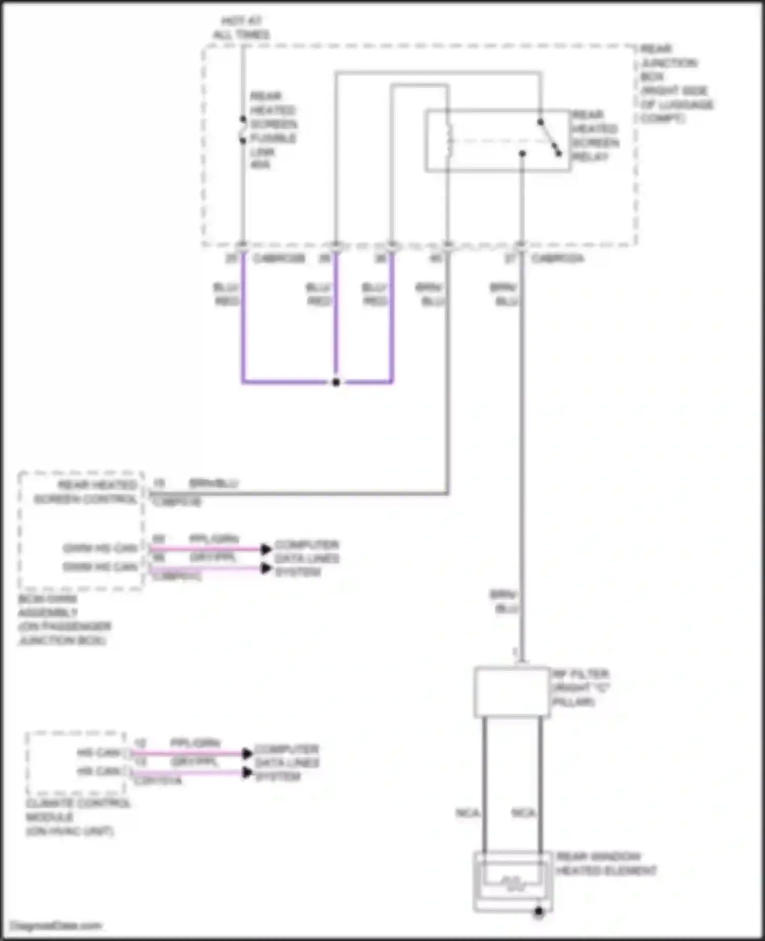 Wiring diagram rear window heated element for Jaguar XE I (2015-2019) (1 of 1)