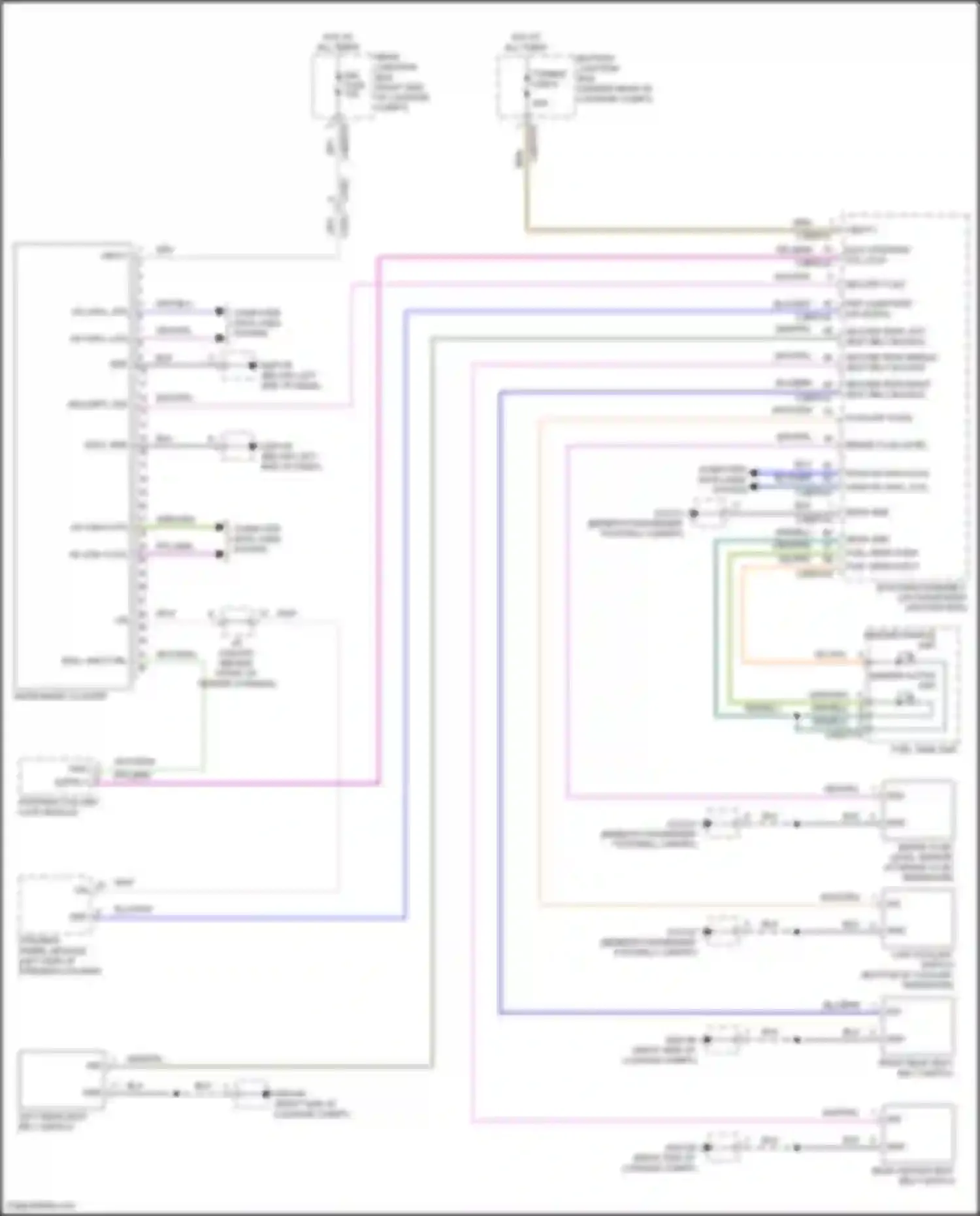 Wiring diagram second row left seat belt buckle for Jaguar XE I (2015-2019) (1 of 1)
