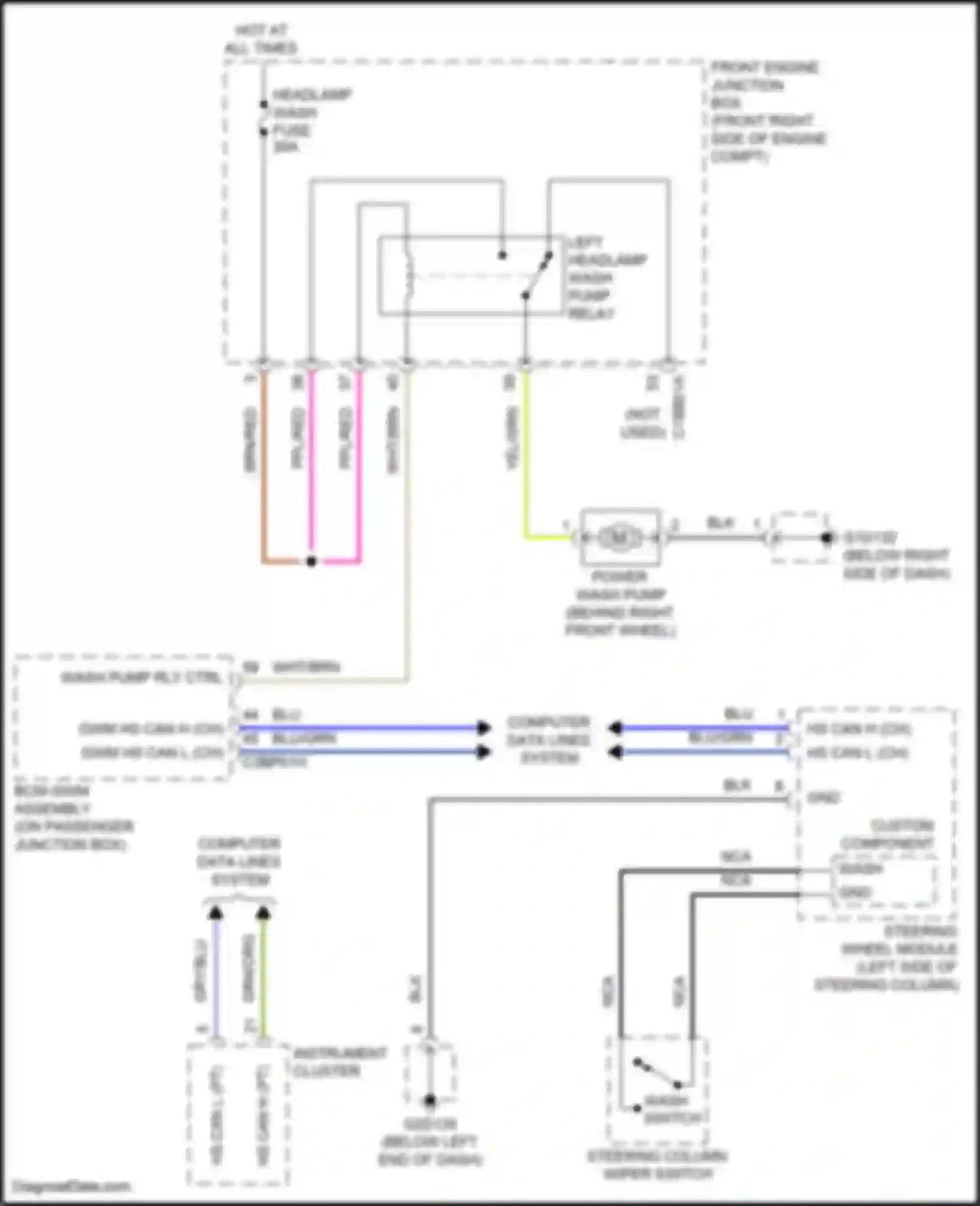 Wiring diagram steering column wiper switch for Jaguar XE I (2015-2019) (2 of 3)
