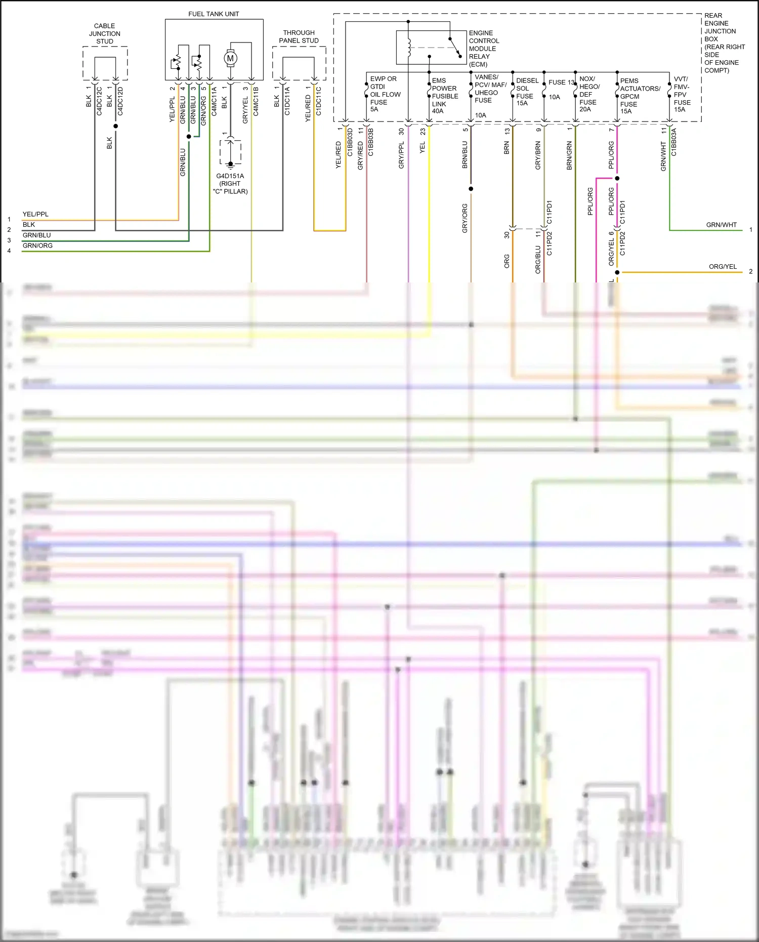 Jaguar XE I (2015-2019) through panel stud wiring diagram  (10 of 10)