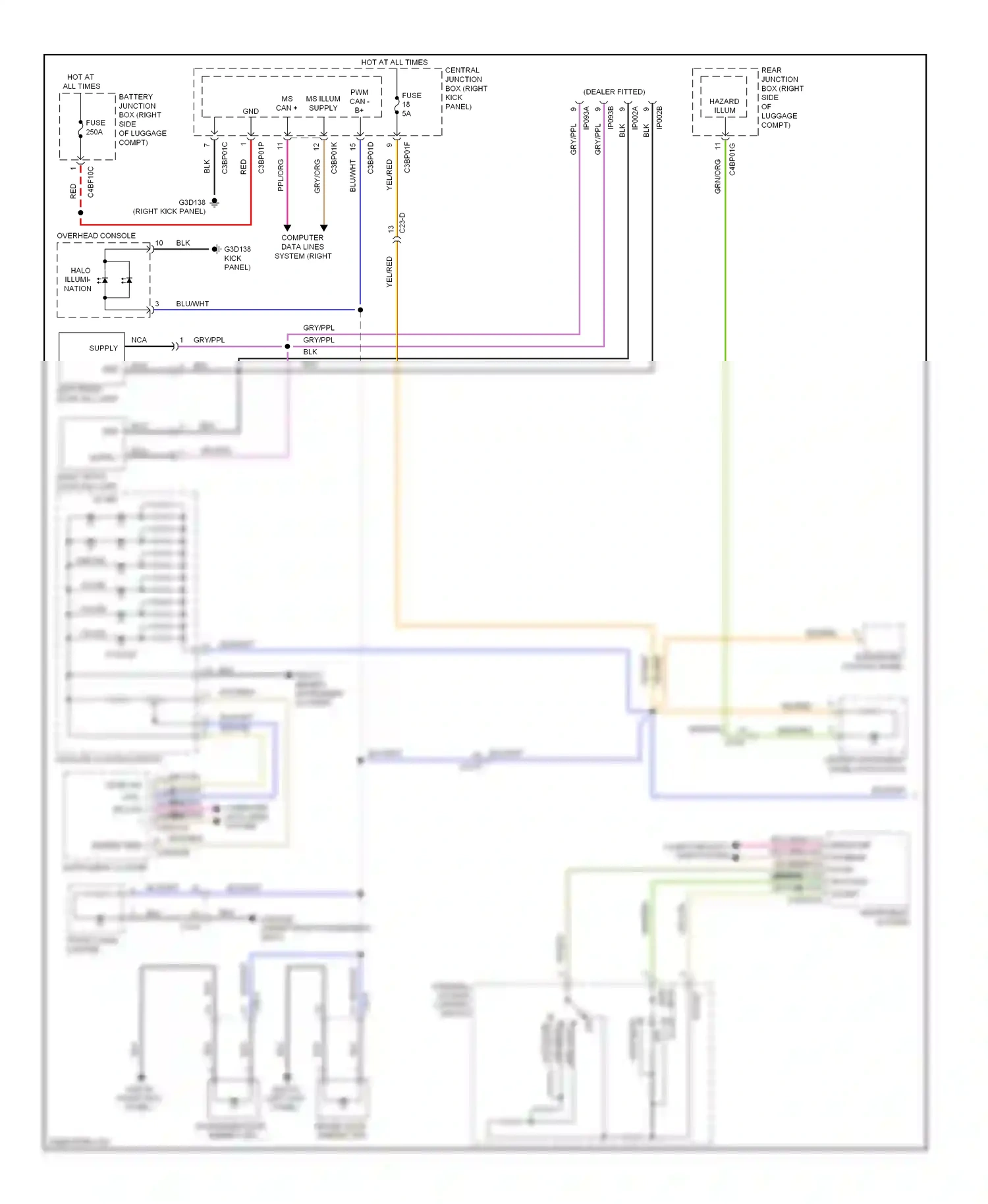 Wiring diagram front cigar lighter for Jaguar XF I facelift (2011-2015) (2 of 3)