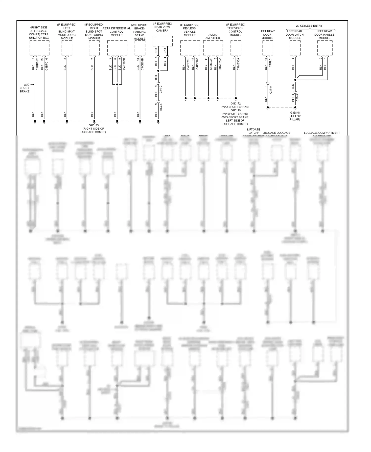 Wiring diagram left "c" pillar) for Jaguar XF I facelift (2011-2015) (3 of 6)