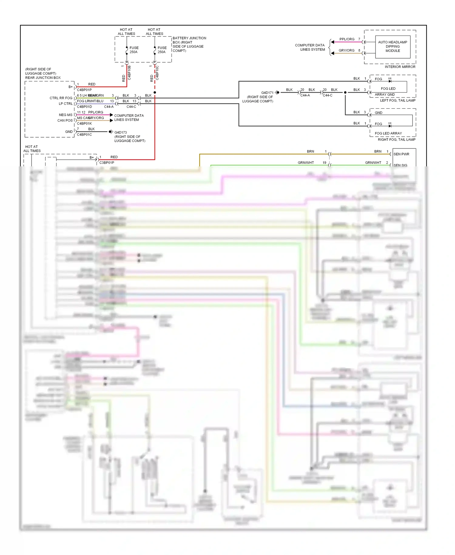 Wiring diagram left headlamp for Jaguar XF I facelift (2011-2015) (4 of 5)
