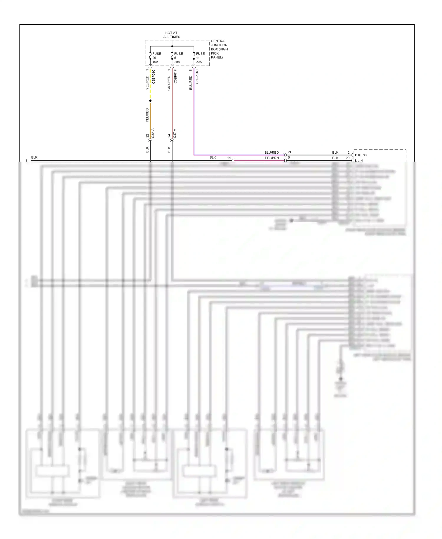 Wiring diagram motor down for Jaguar XF I facelift (2011-2015) (2 of 2)