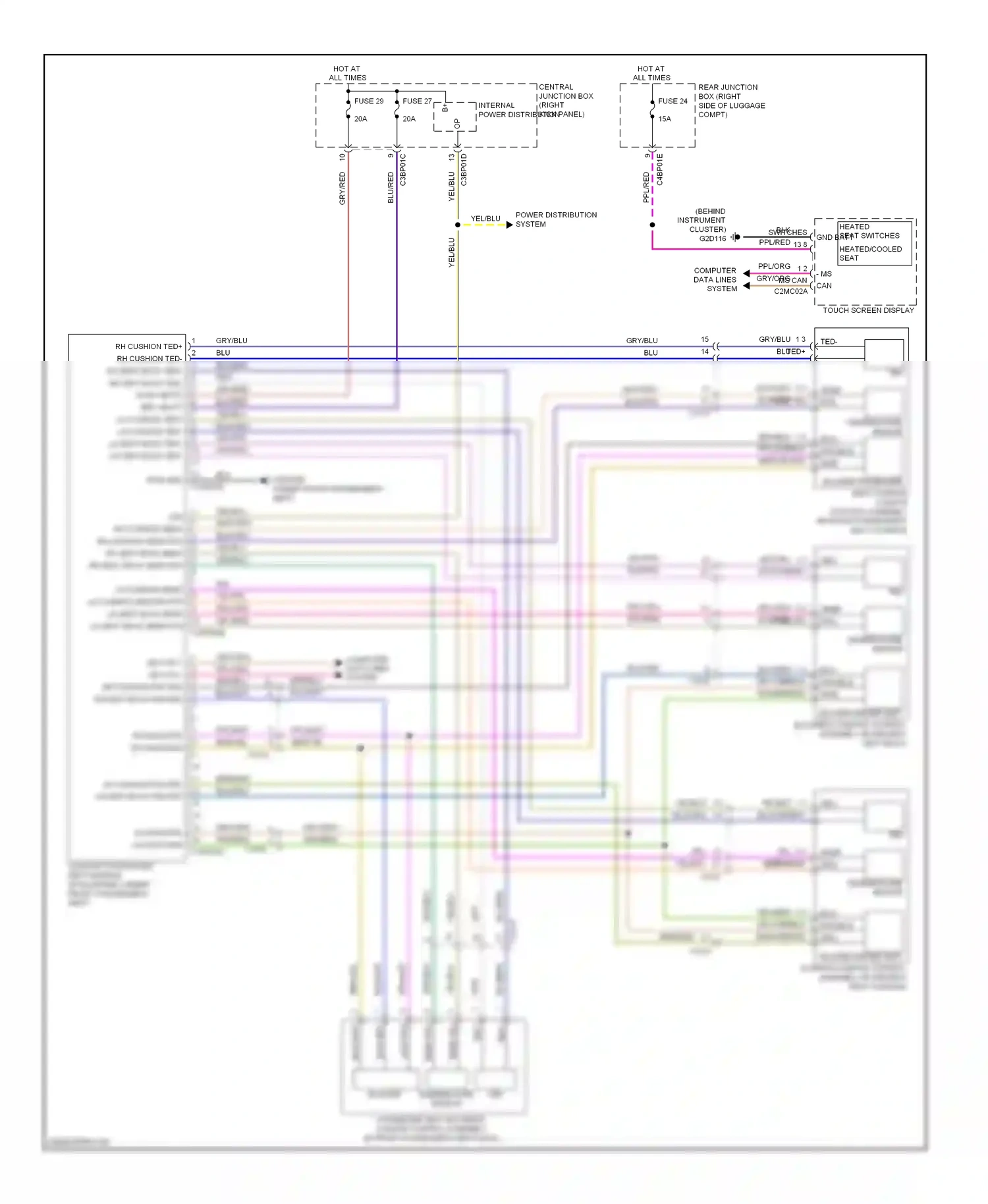 Wiring diagram power distribution system for Jaguar XF I facelift (2011-2015) (1 of 5)