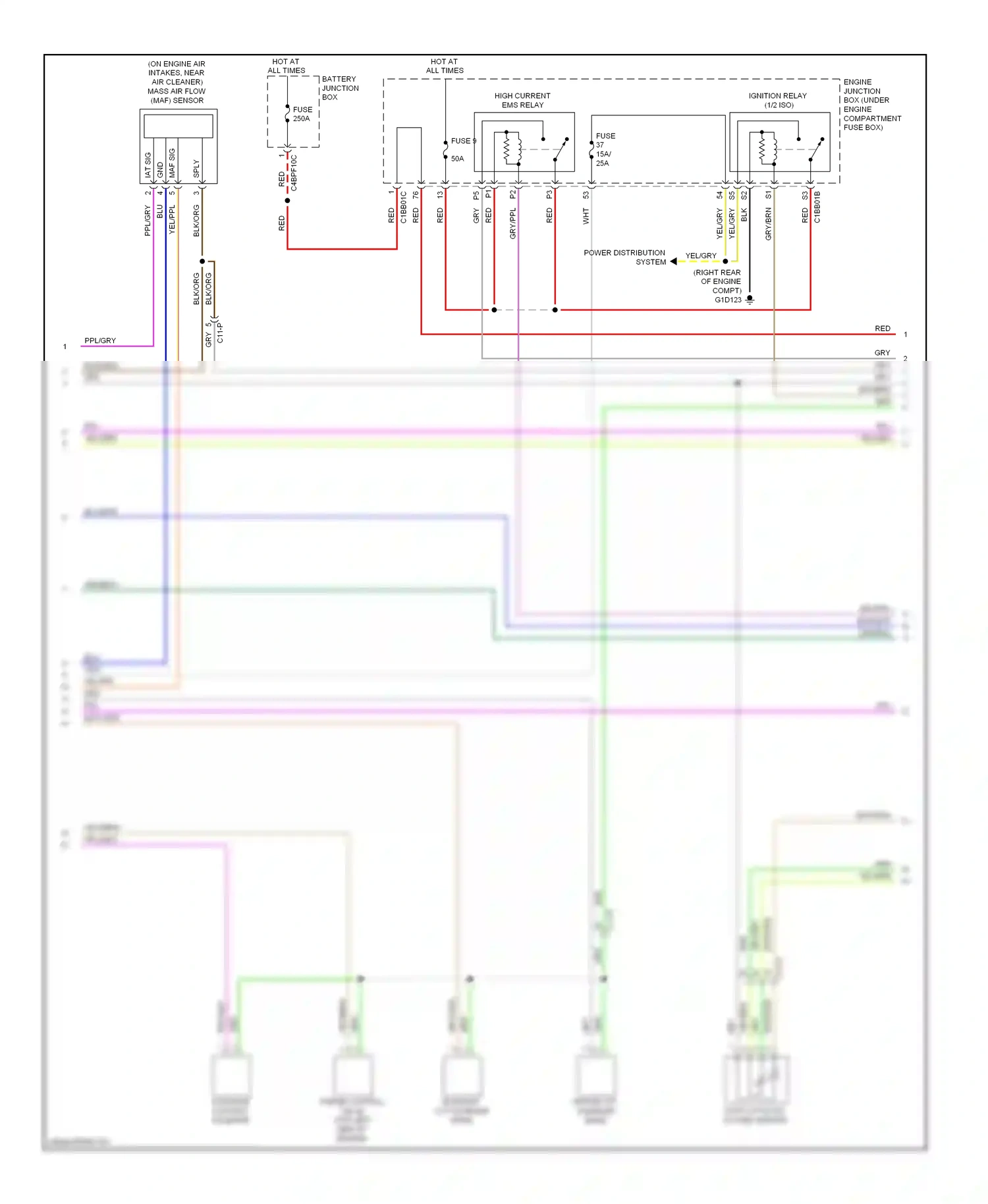 Wiring diagram power distribution system for Jaguar XF I facelift (2011-2015) (5 of 5)