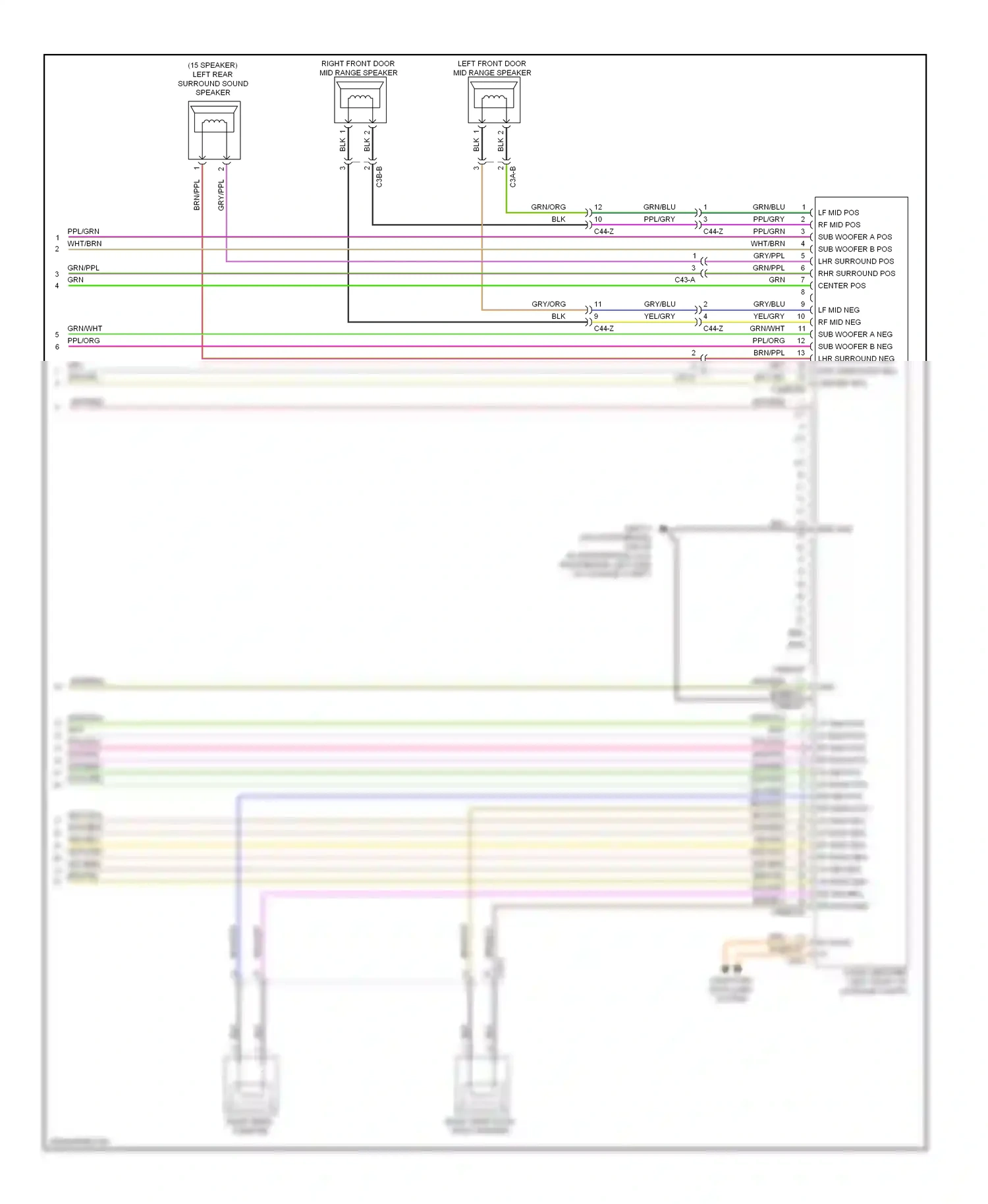 Wiring diagram right front door mid range speaker for Jaguar XF I facelift (2011-2015) (2 of 4)