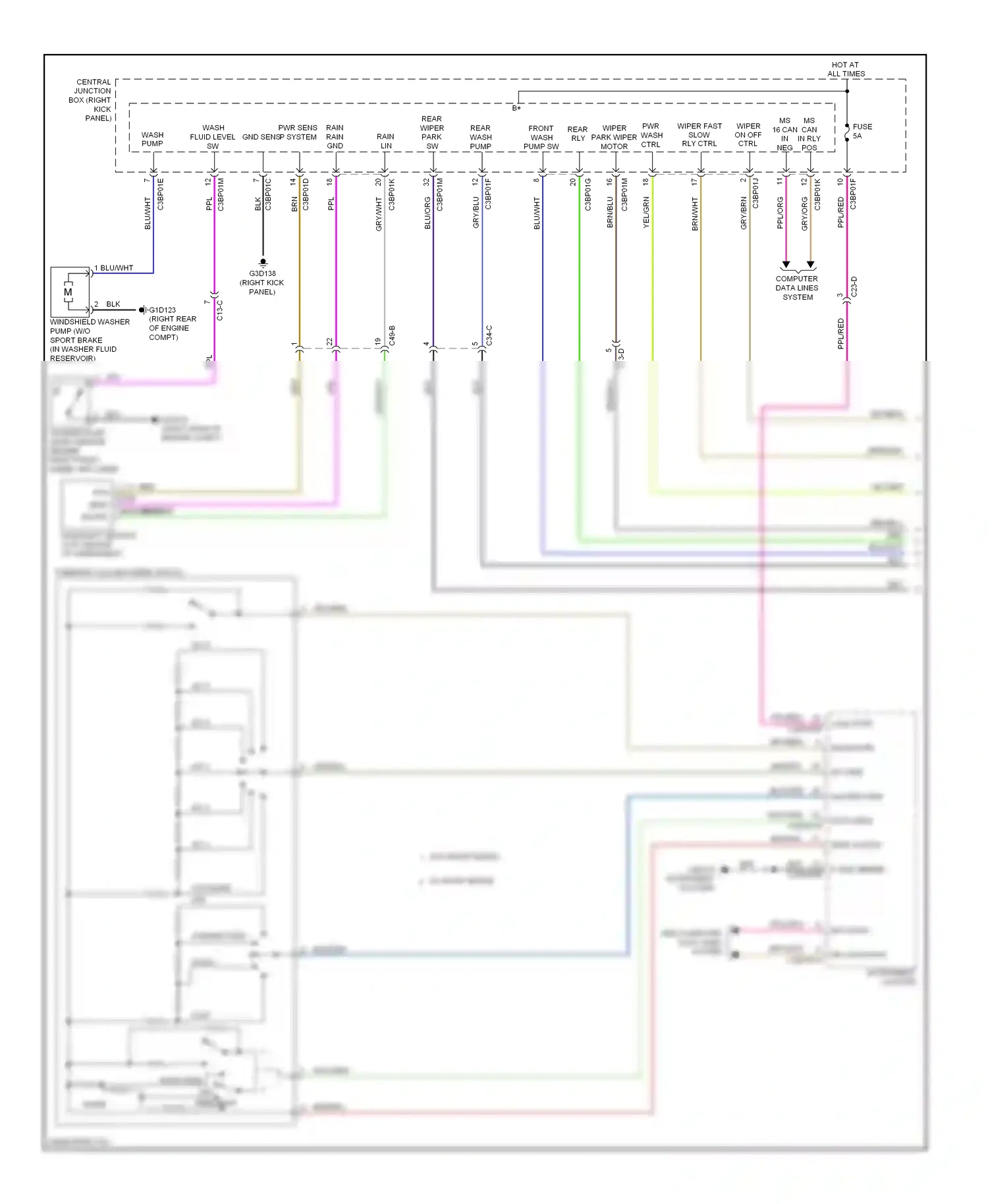 Wiring diagram washer fluid level sensor (behind right front for Jaguar XF I facelift (2011-2015) (1 of 1)