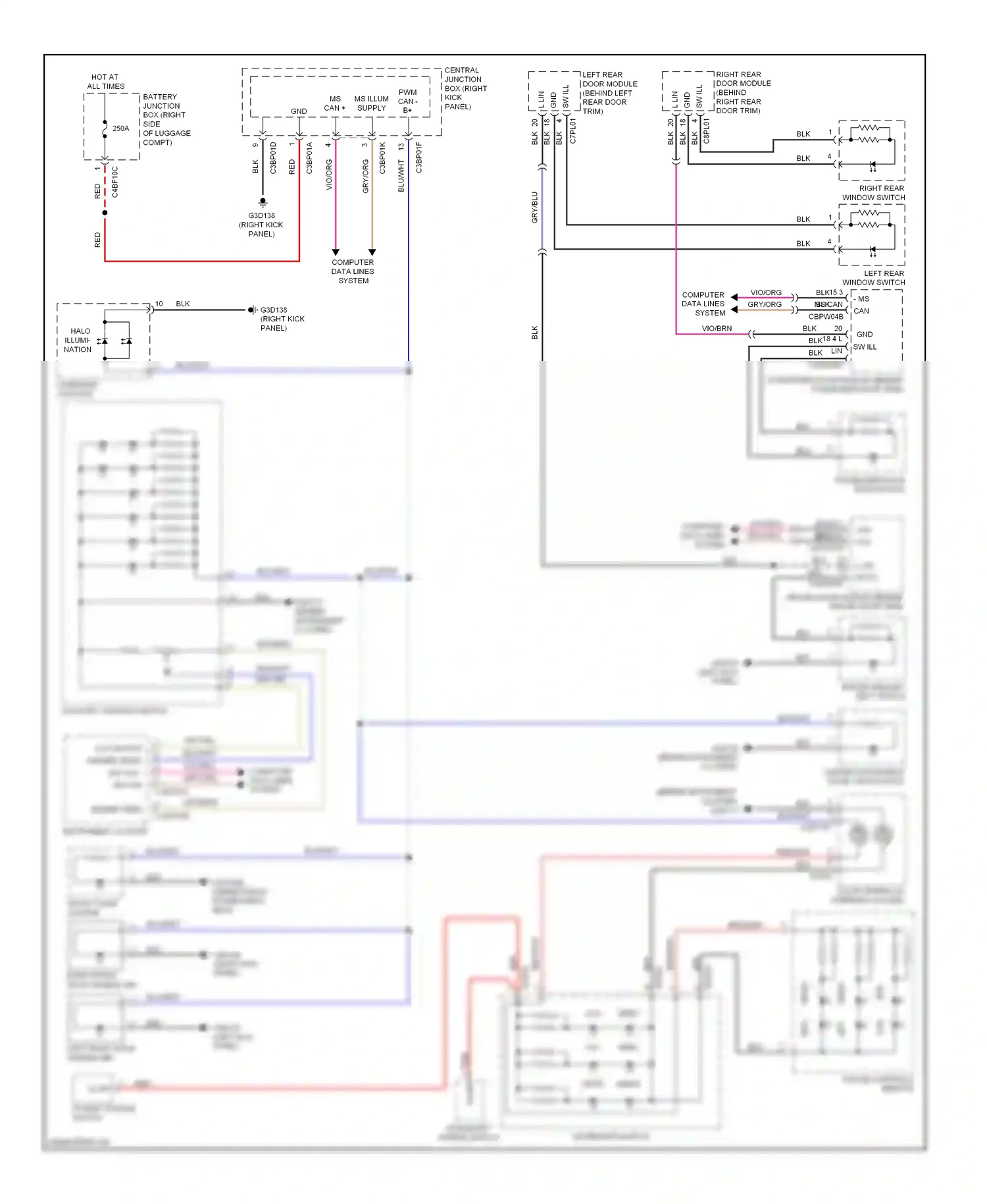 Wiring diagram downshift paddle switch for Jaguar XF I (2007-2011) (1 of 2)