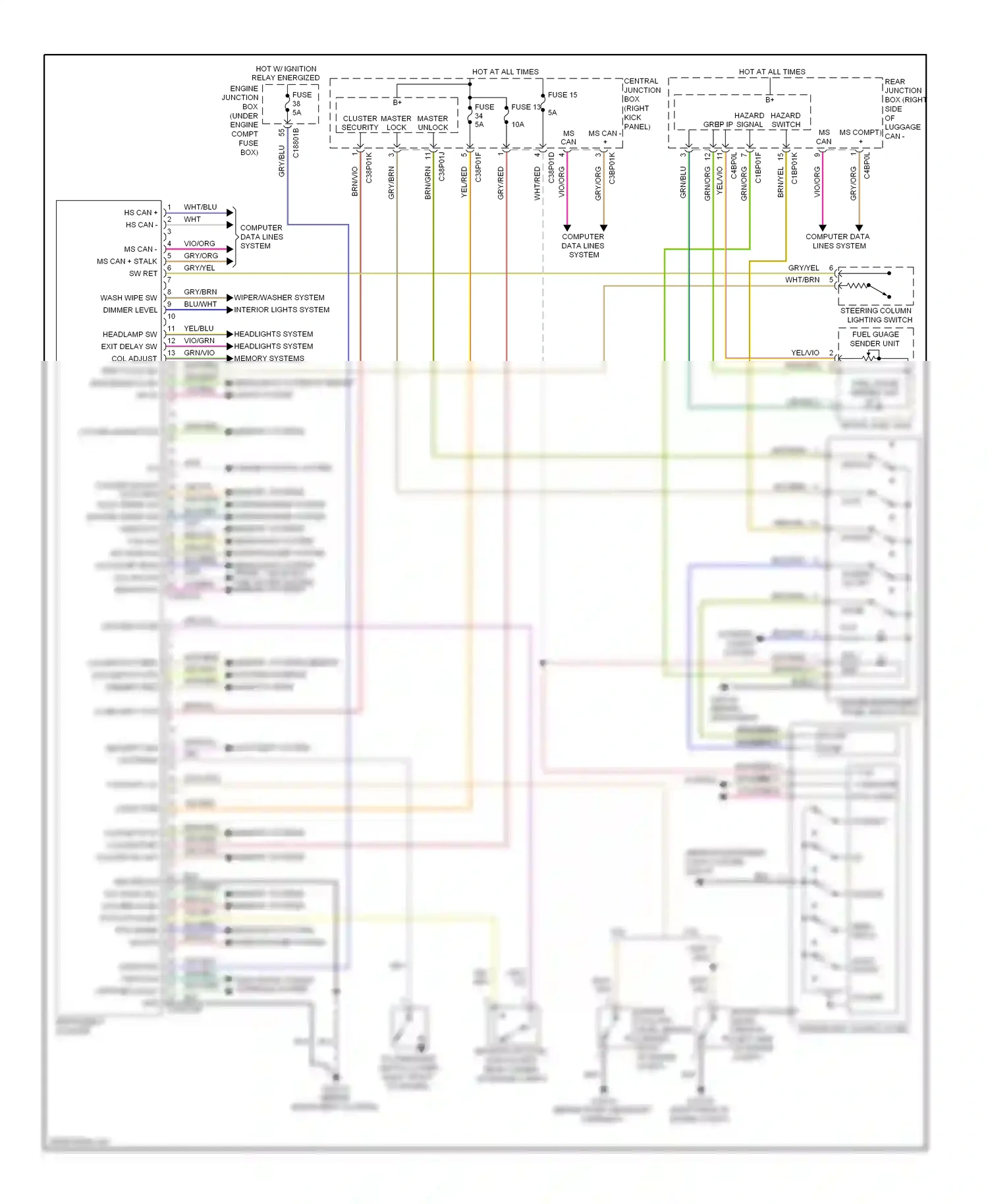 Wiring diagram headlights system wiper/washer system for Jaguar XF I (2007-2011) (1 of 1)