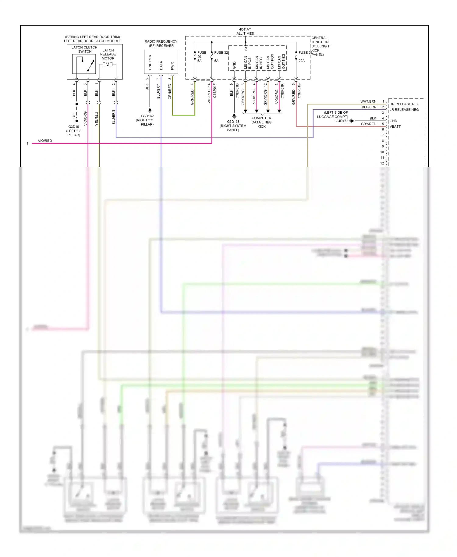 Wiring diagram latch clutch switch for Jaguar XF I (2007-2011) (1 of 1)
