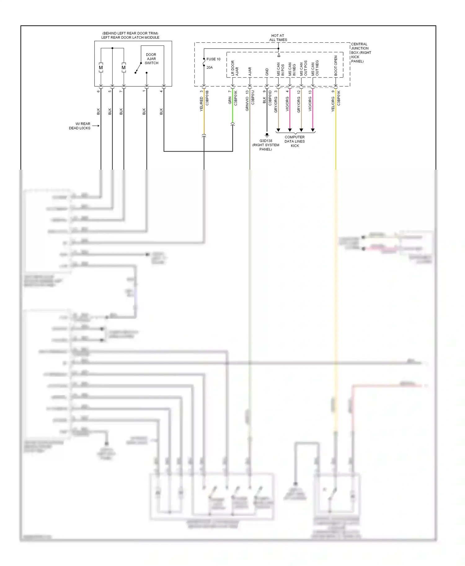 Wiring diagram latch gnd for Jaguar XF I (2007-2011) (3 of 5)