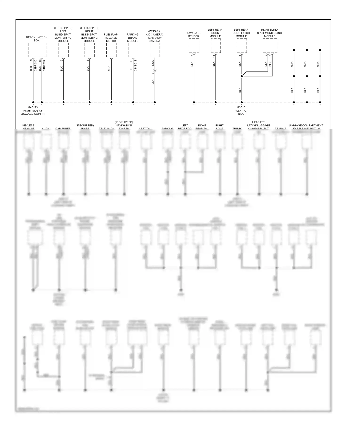 Wiring diagram left rear door latch module for Jaguar XF I (2007-2011) (1 of 1)