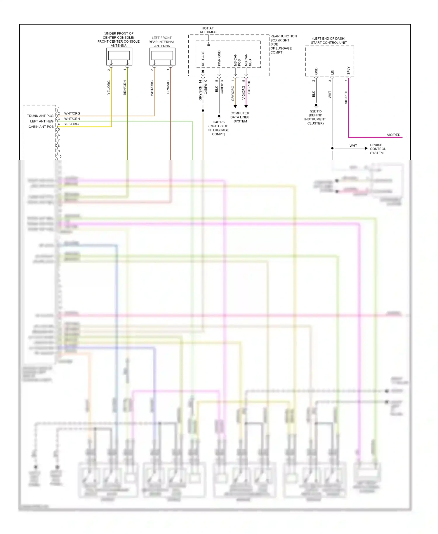 Wiring diagram lock push switch for Jaguar XF I (2007-2011) (1 of 1)