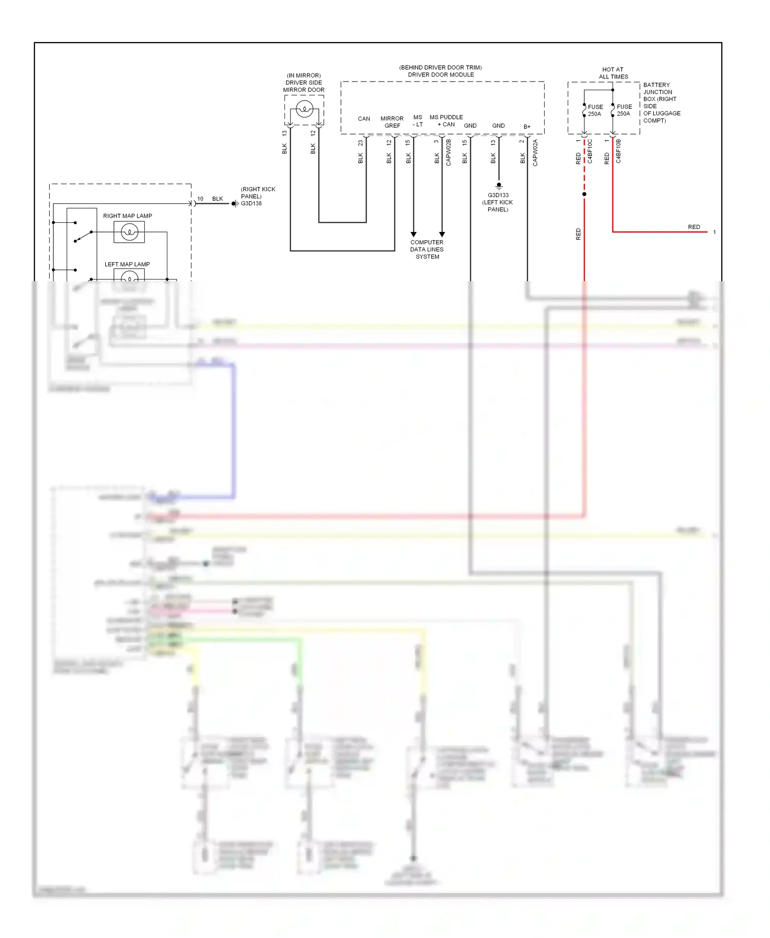Wiring diagram overhead console for Jaguar XF I (2007-2011) (3 of 9)