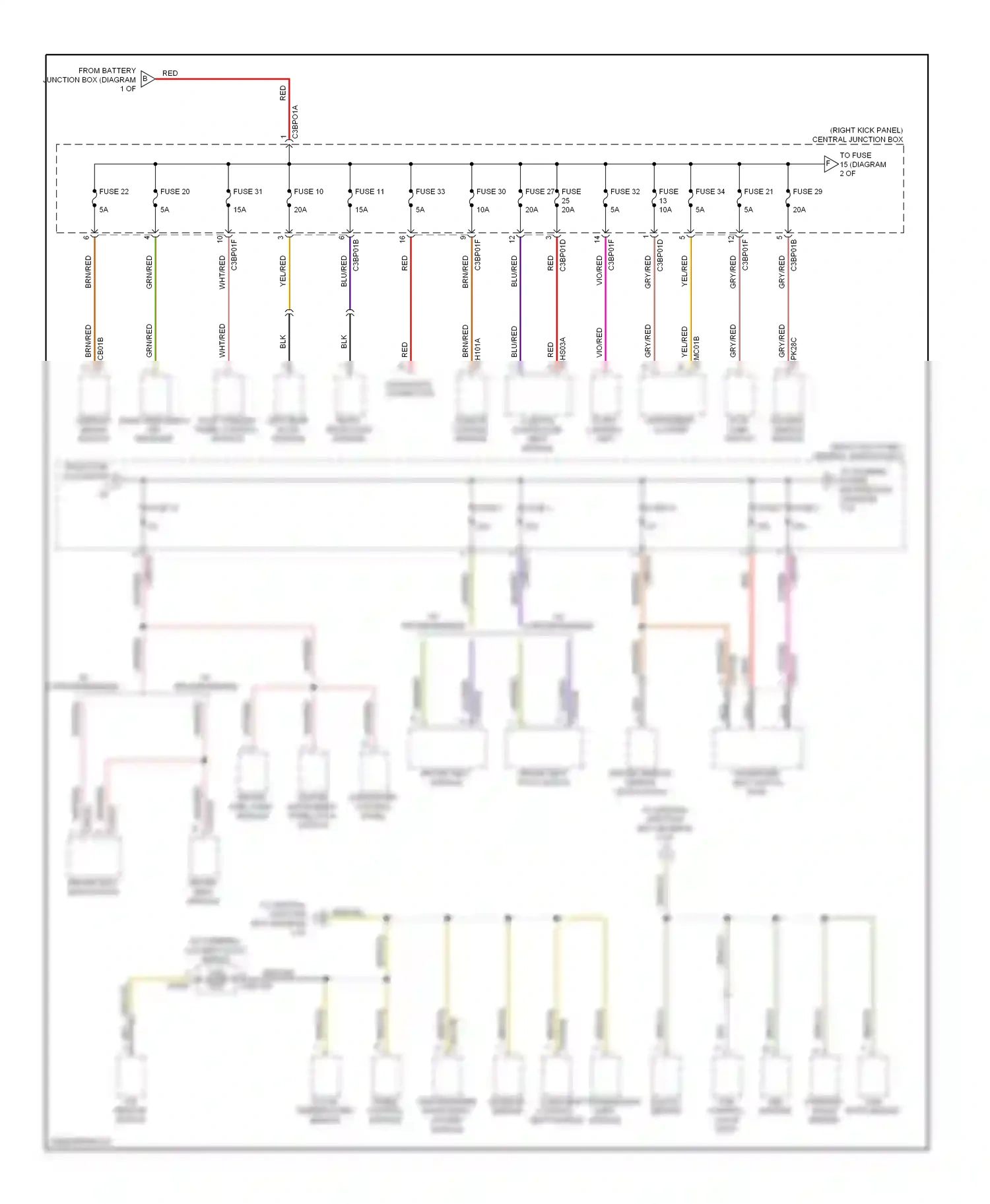 Wiring diagram passenger seat switch pack for Jaguar XF I (2007-2011) (3 of 3)