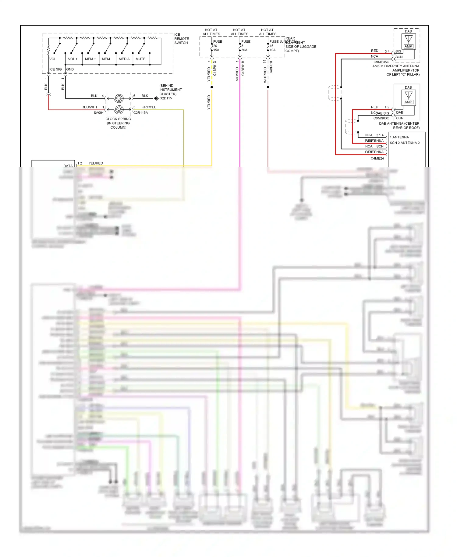 Wiring diagram right front door mid range speaker for Jaguar XF I (2007-2011) (1 of 1)
