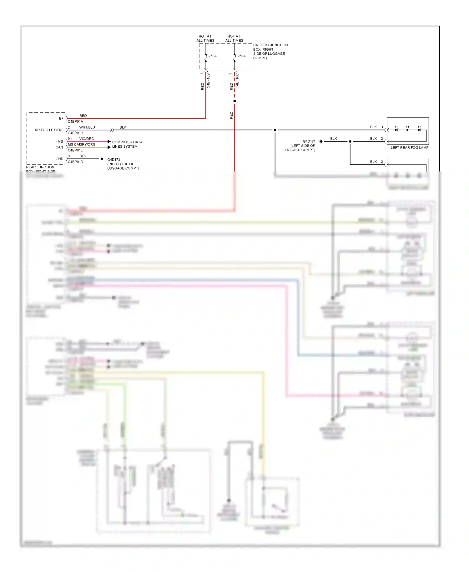 Wiring diagram side light for Jaguar XF I (2007-2011) (1 of 2)