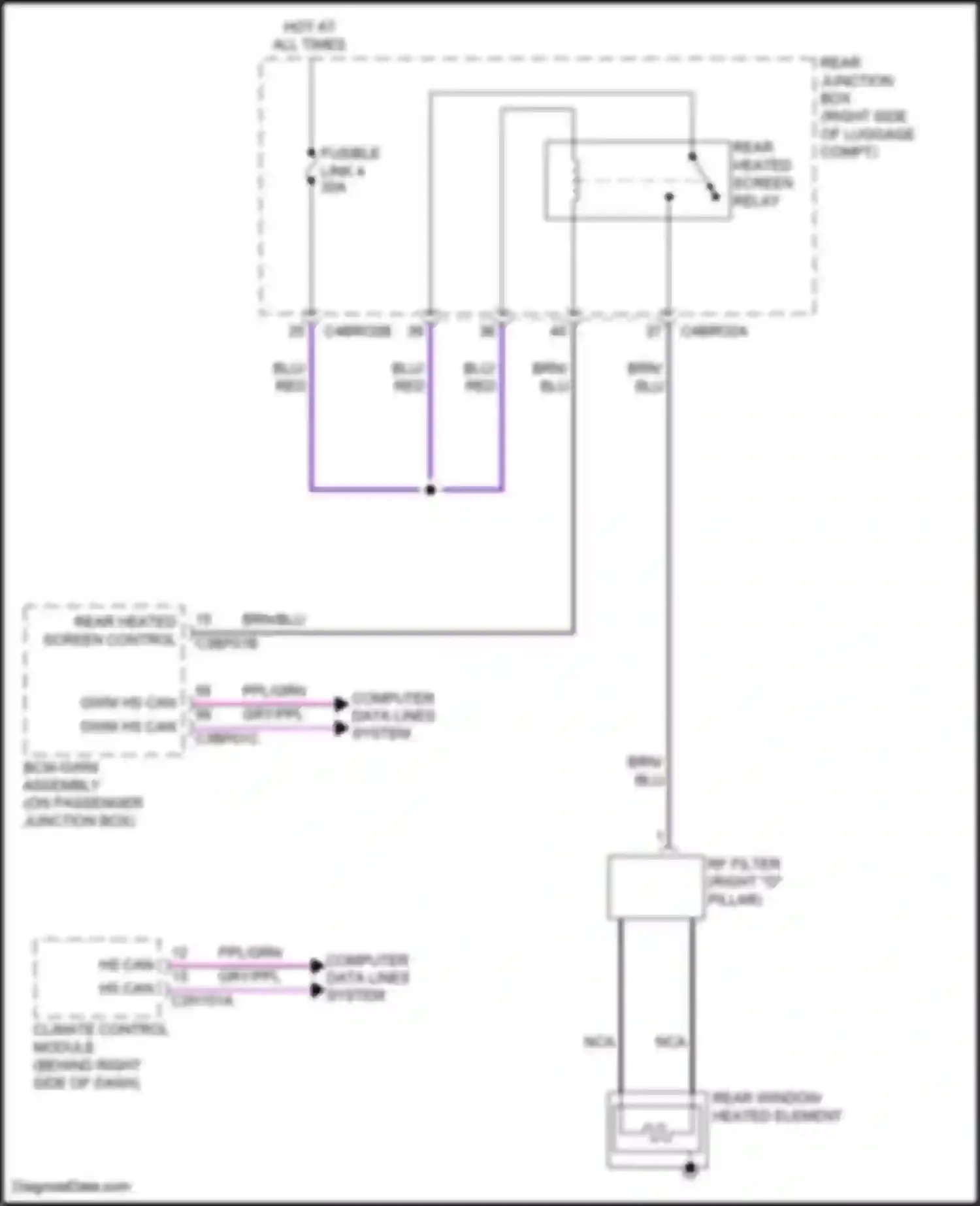XF Jaguar II (2015-2020): Rear defogger circuit