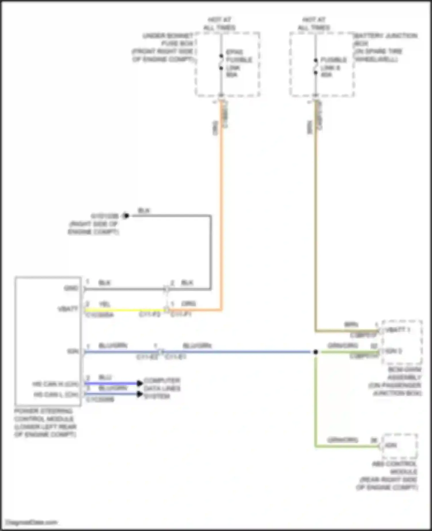 XF Jaguar II (2015-2020): Electronic power steering circuit