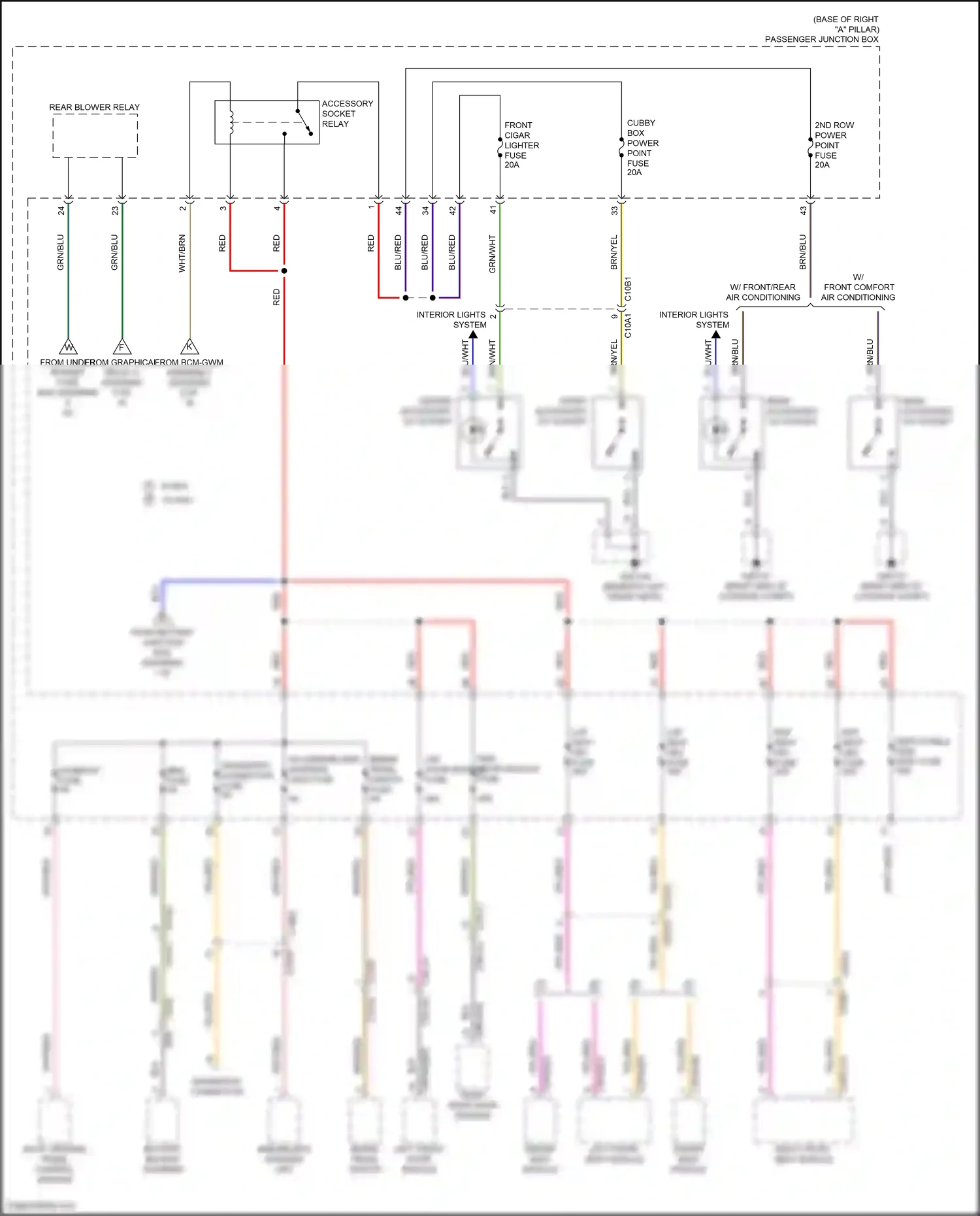 Wiring diagram accessory socket relay for Jaguar XF II (2015-2020) (1 of 2)