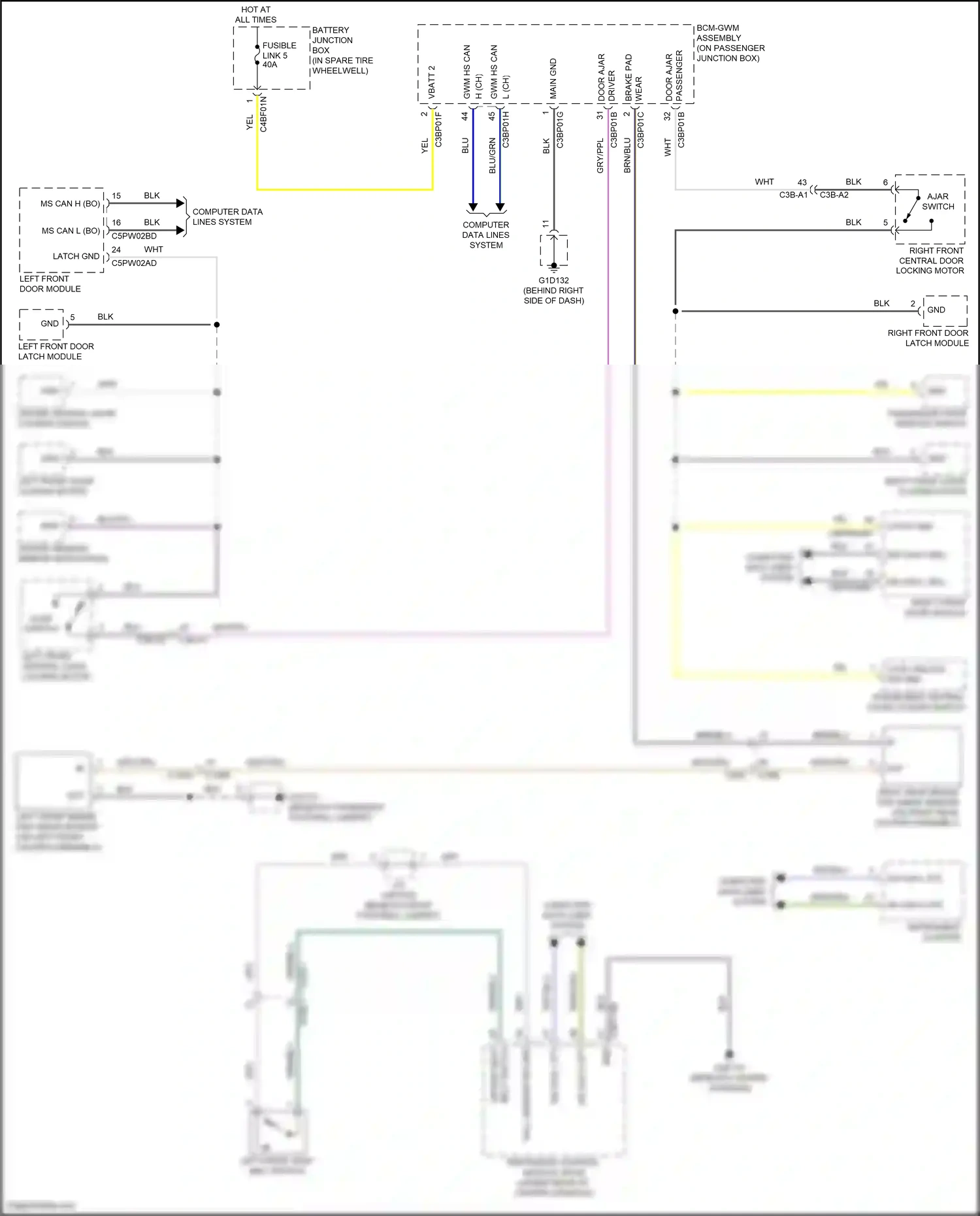 Wiring diagram ajar switch for Jaguar XF II (2015-2020) (6 of 8)