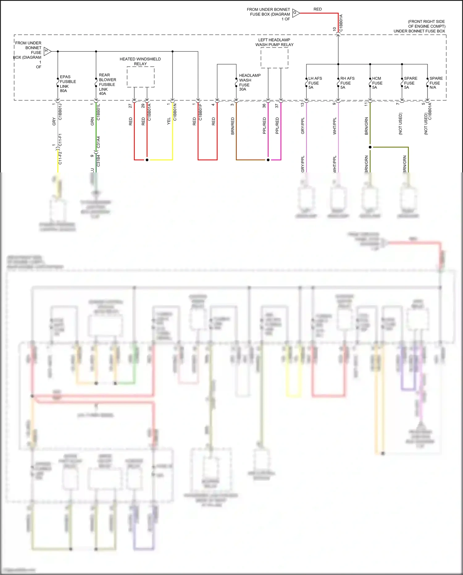 Wiring diagram blu/red for Jaguar XF II (2015-2020) (5 of 13)