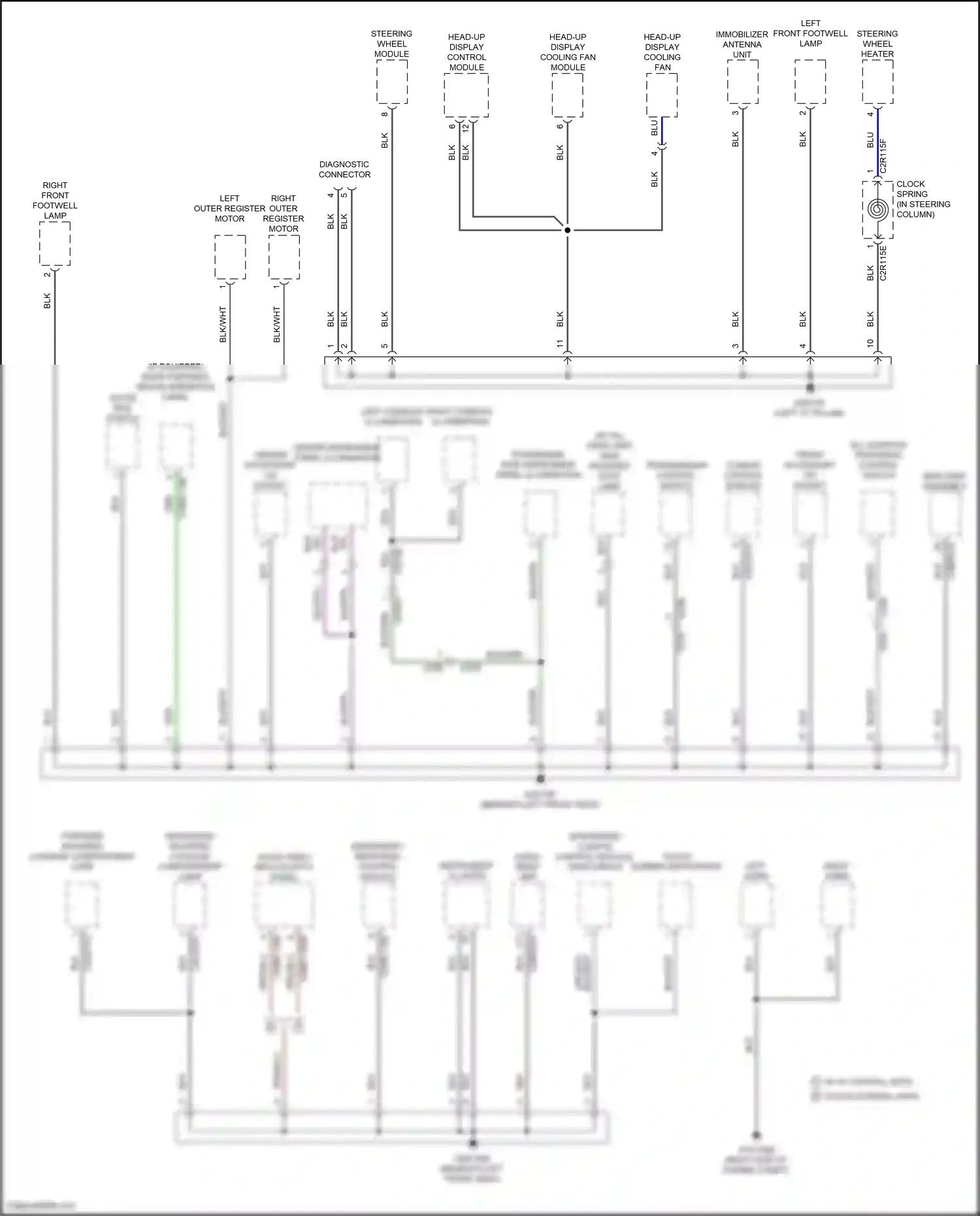 Wiring diagram left console illumination for Jaguar XF II (2015-2020) (1 of 2)