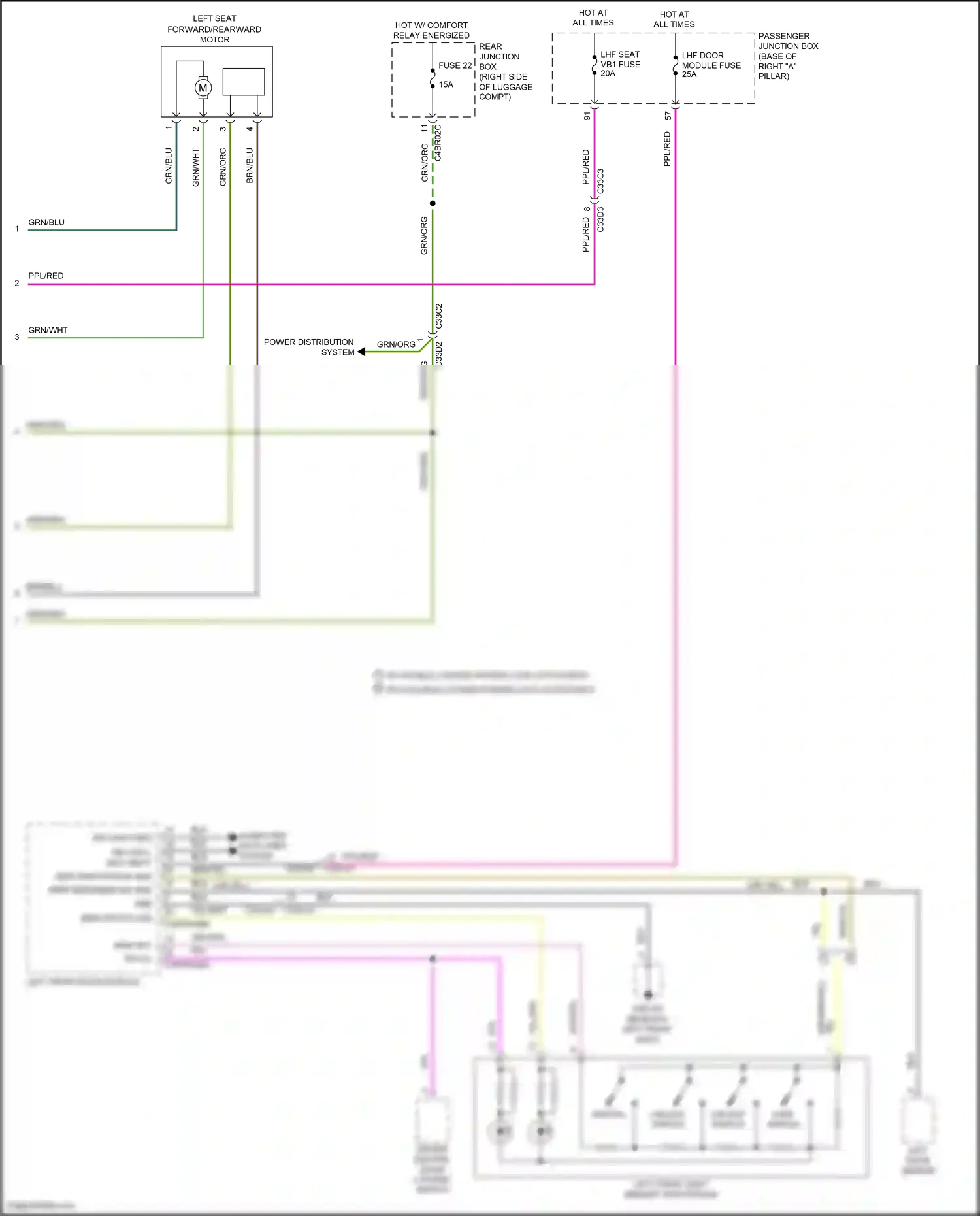Wiring diagram left front door module for Jaguar XF II (2015-2020) (2 of 18)