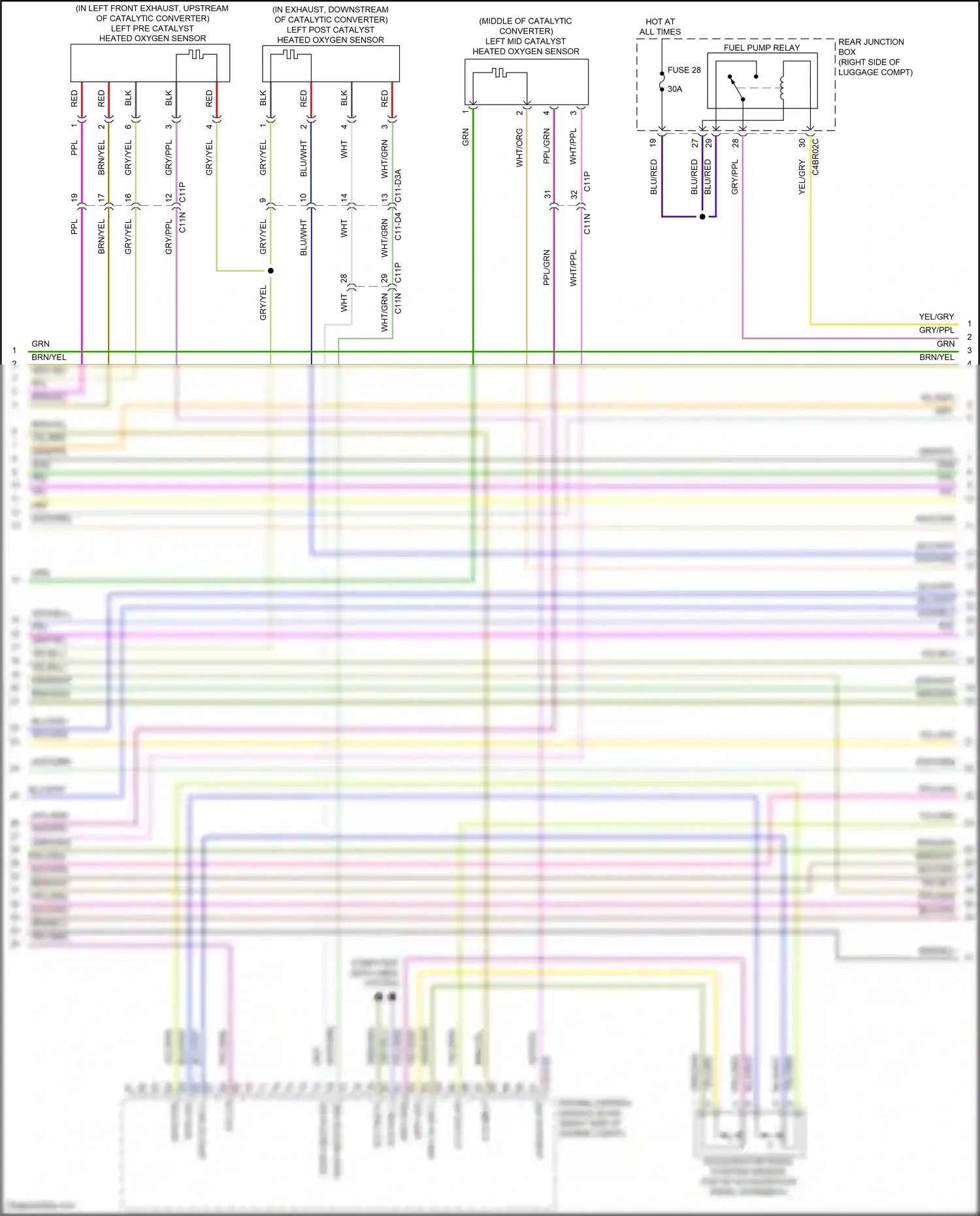 Wiring diagram left pre catalyst heated oxygen sensor for Jaguar XF II (2015-2020) (1 of 1)