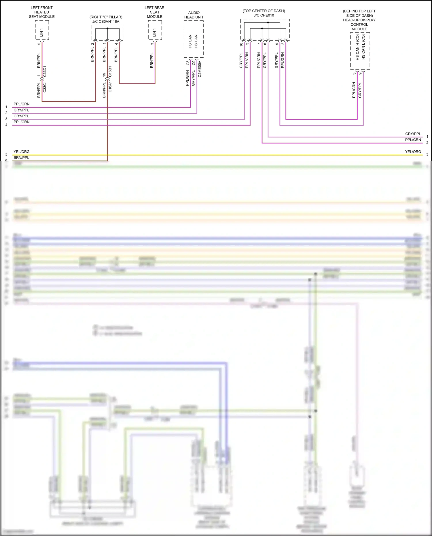 Wiring diagram left rear seat module for Jaguar XF II (2015-2020) (1 of 4)