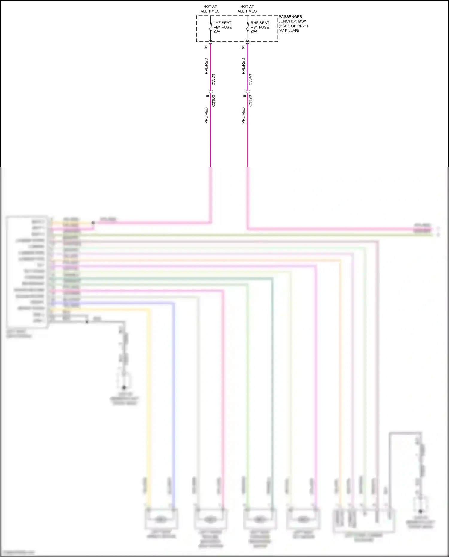 Wiring diagram left seat switchpack for Jaguar XF II (2015-2020) (6 of 6)