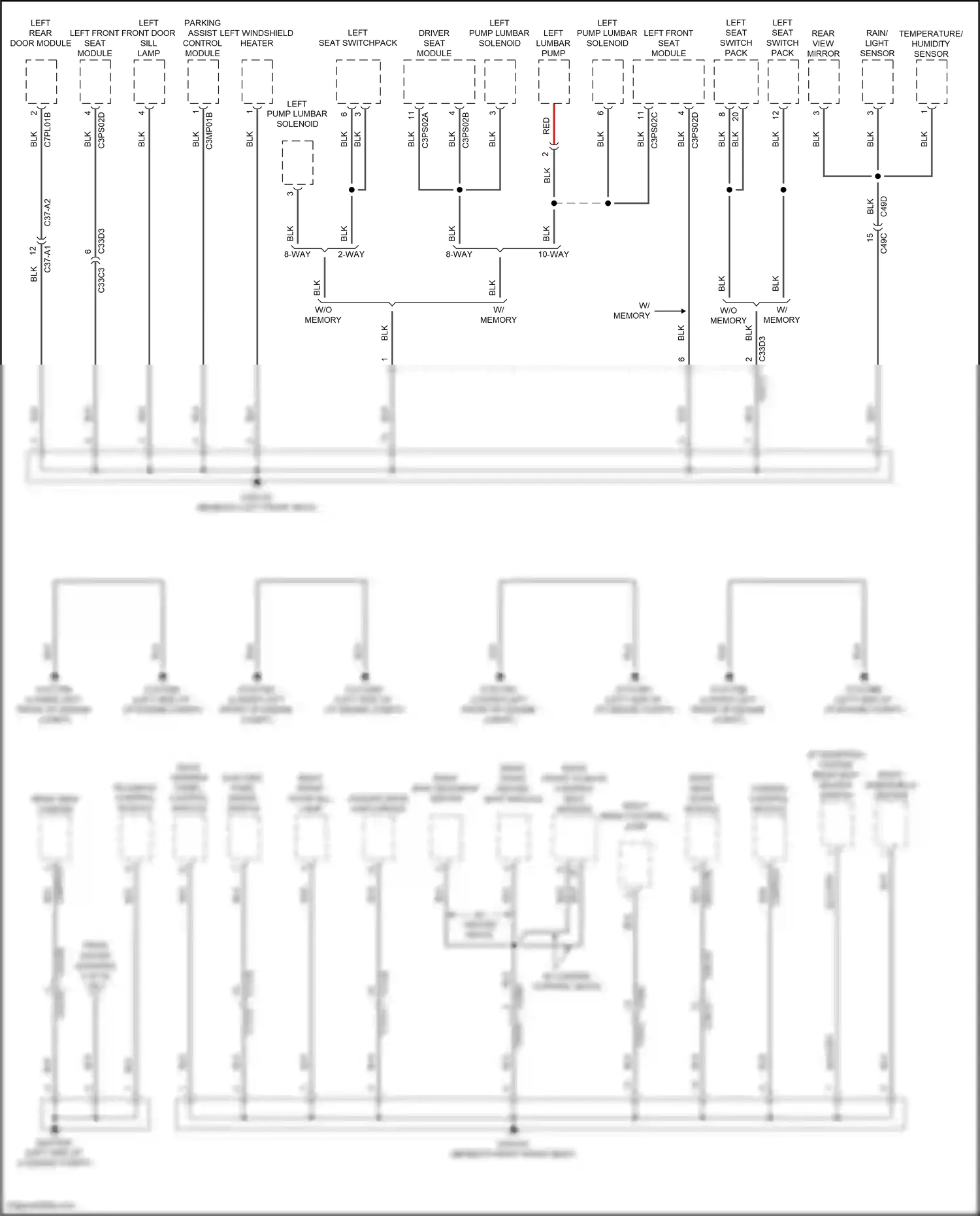 Wiring diagram left seat switchpack for Jaguar XF II (2015-2020) (3 of 6)