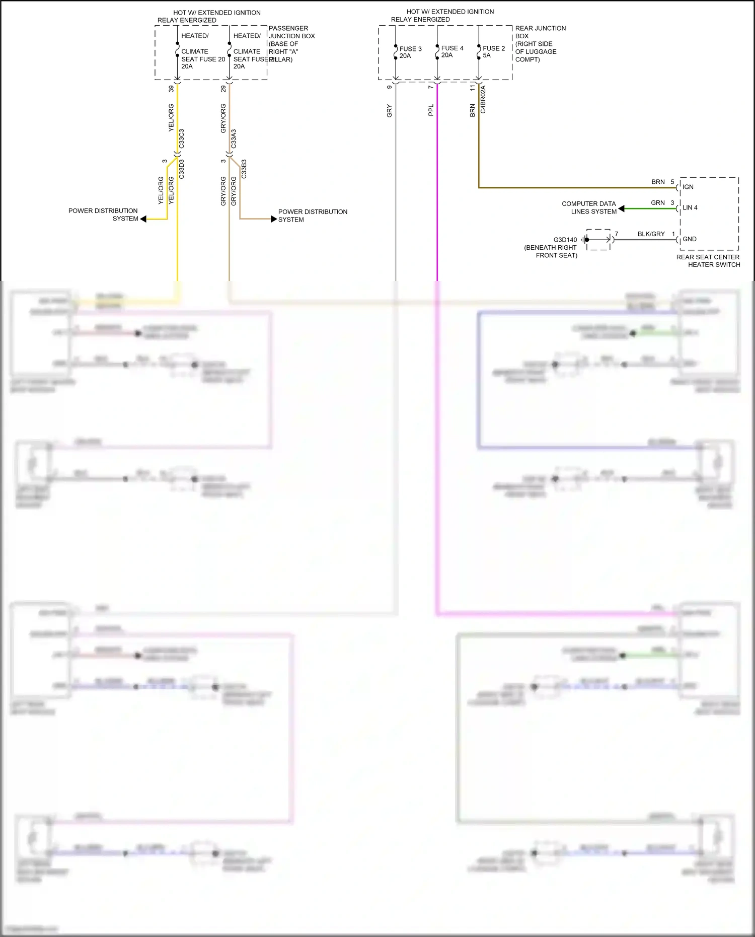 Wiring diagram power distribution system for Jaguar XF II (2015-2020) (7 of 11)