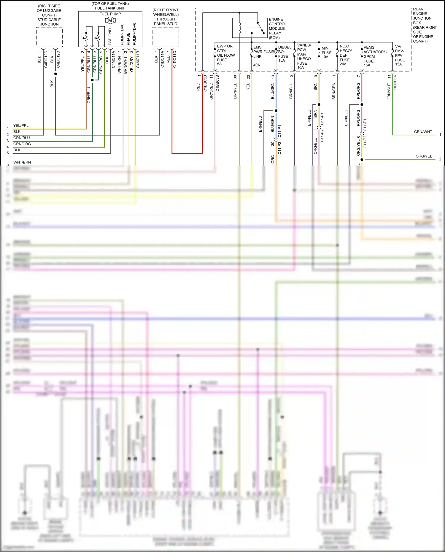 Wiring diagram rear engine junction box for Jaguar XF II (2015-2020) (16 of 19)