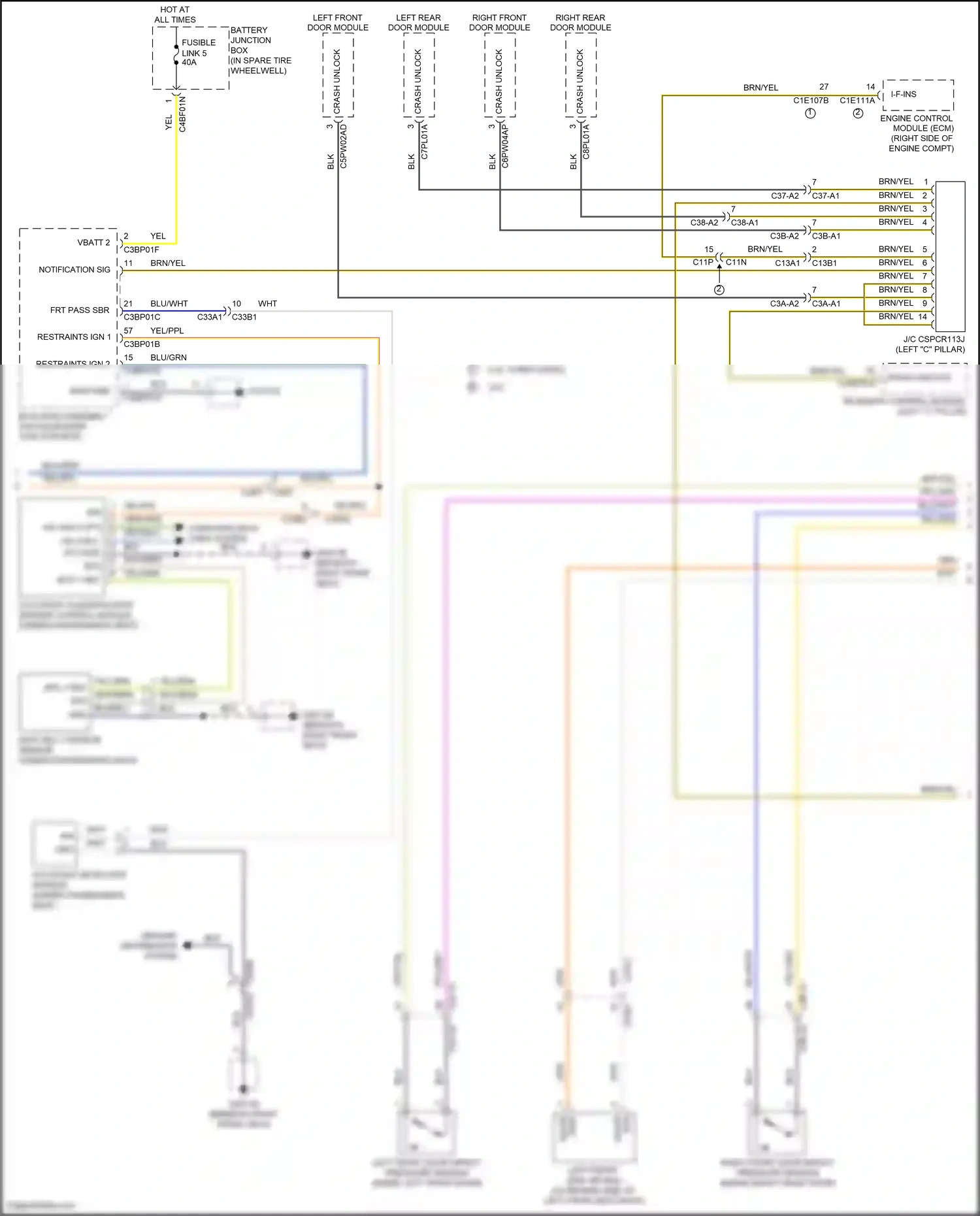 Wiring diagram right front door module for Jaguar XF II (2015-2020) (10 of 16)