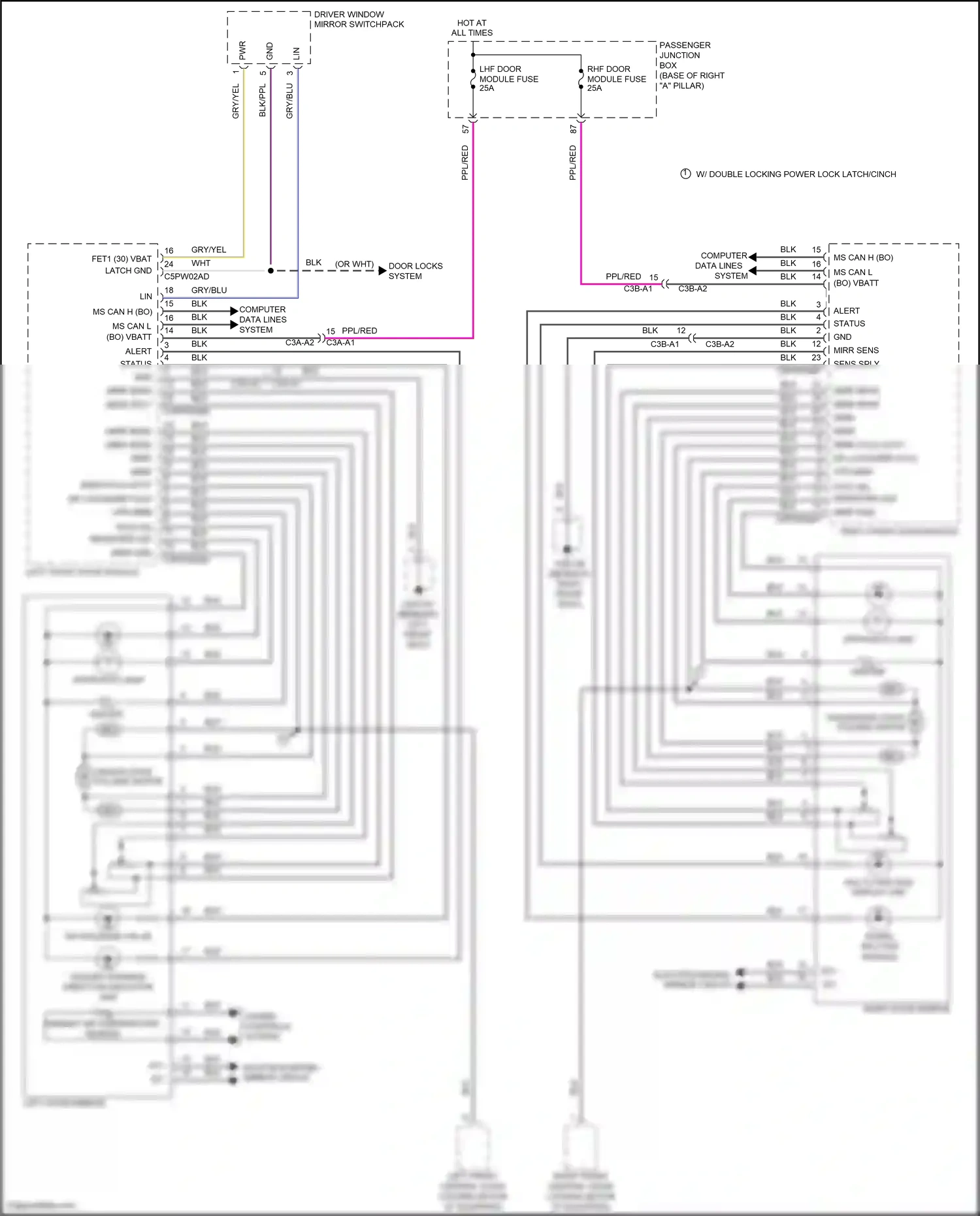 Wiring diagram right front door module for Jaguar XF II (2015-2020) (9 of 16)