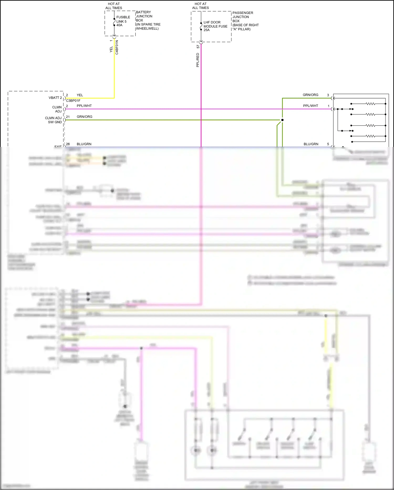 Wiring diagram steering column assembly for Jaguar XF II (2015-2020) (2 of 2)