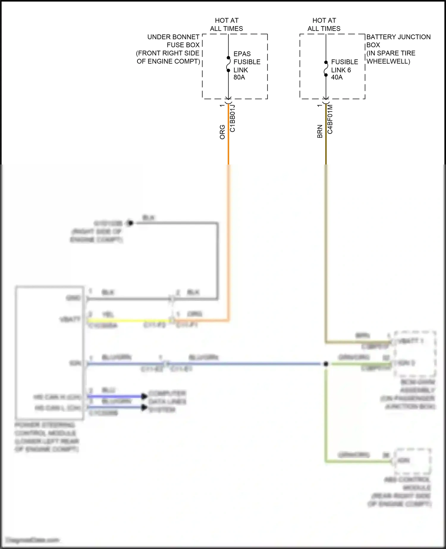 Wiring diagram vbatt 1 for Jaguar XF II (2015-2020) (5 of 16)