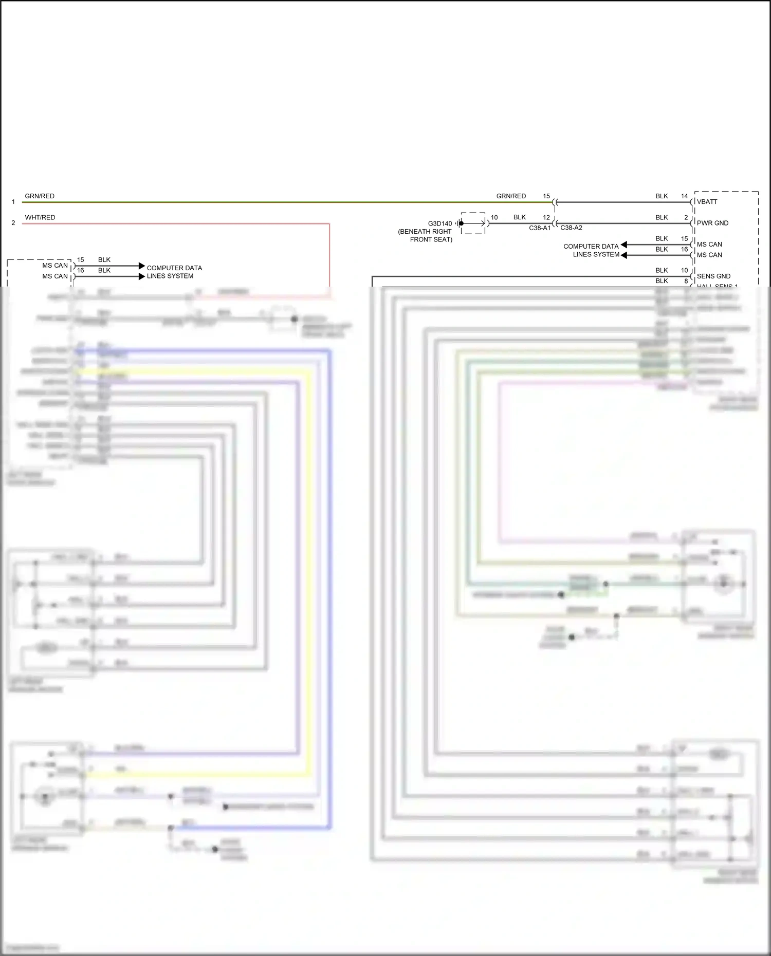 Wiring diagram window down for Jaguar XF II (2015-2020) (2 of 2)