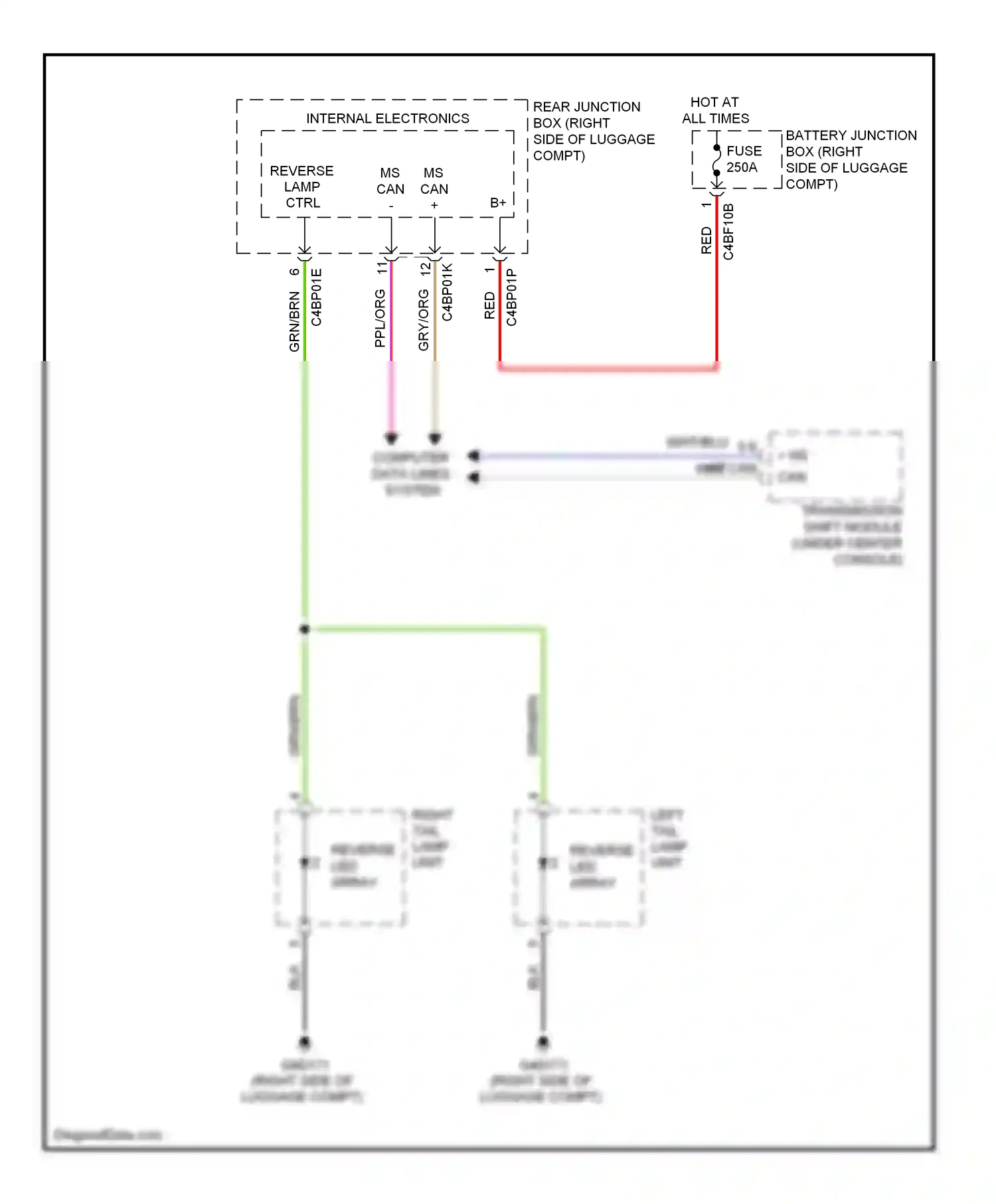 Jaguar XFR I facelift (2011-2015) reverse lamp ctrl wiring diagram  (1 of 1)