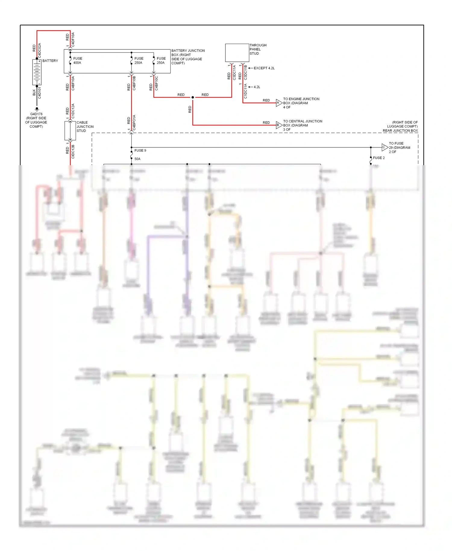 Jaguar XFR I (2009-2011) cable junction stud wiring diagram  (2 of 2)