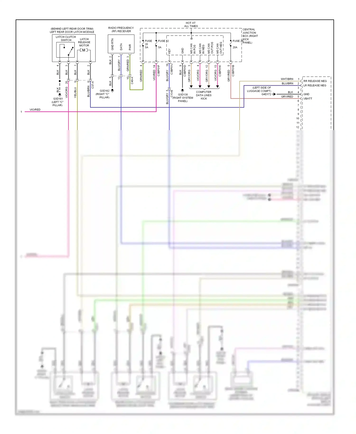 Jaguar XFR I (2009-2011) computer data lines (right system kick panel) wiring diagram  (2 of 2)