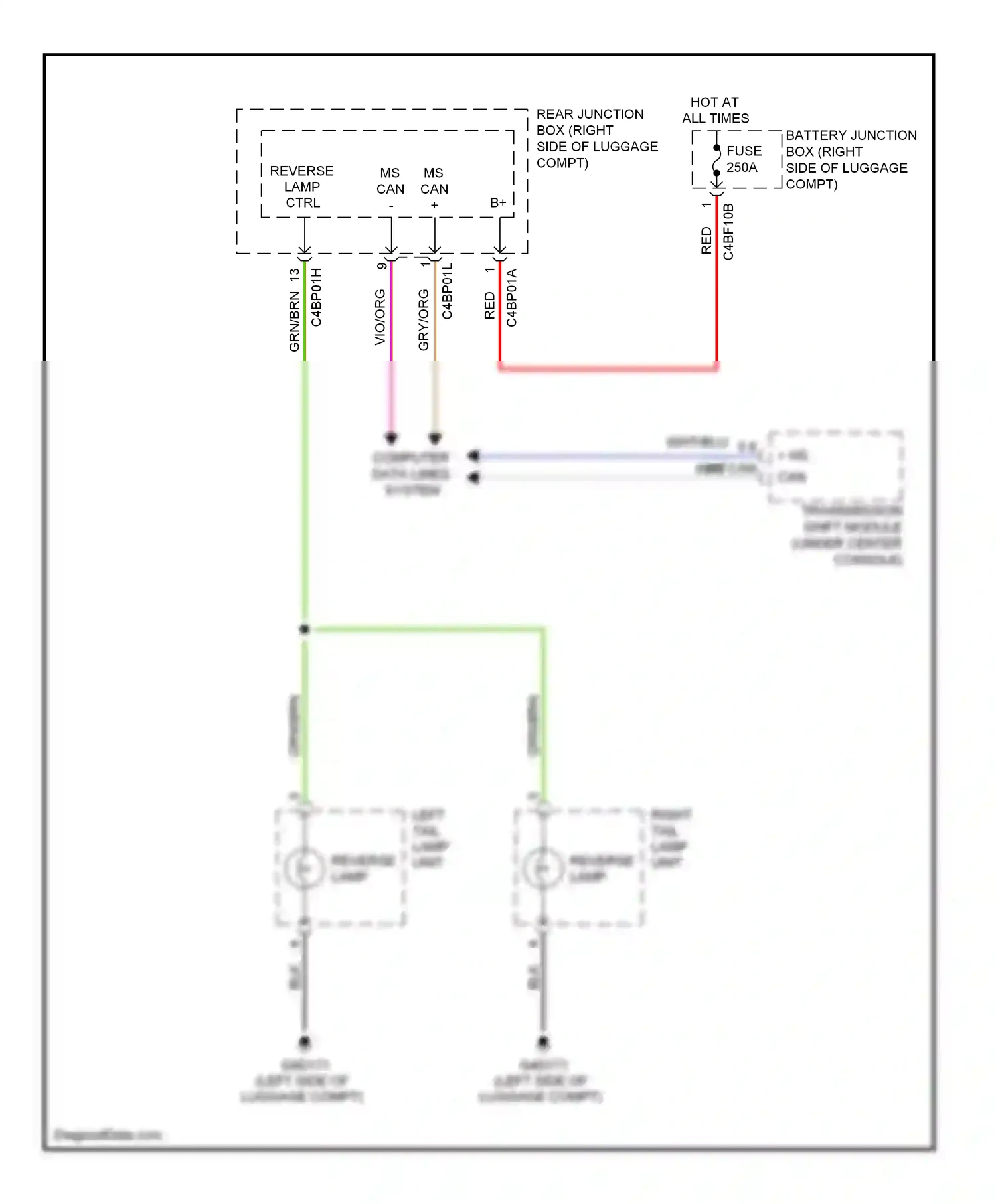 Jaguar XFR I (2009-2011) reverse lamp ctrl wiring diagram  (1 of 1)