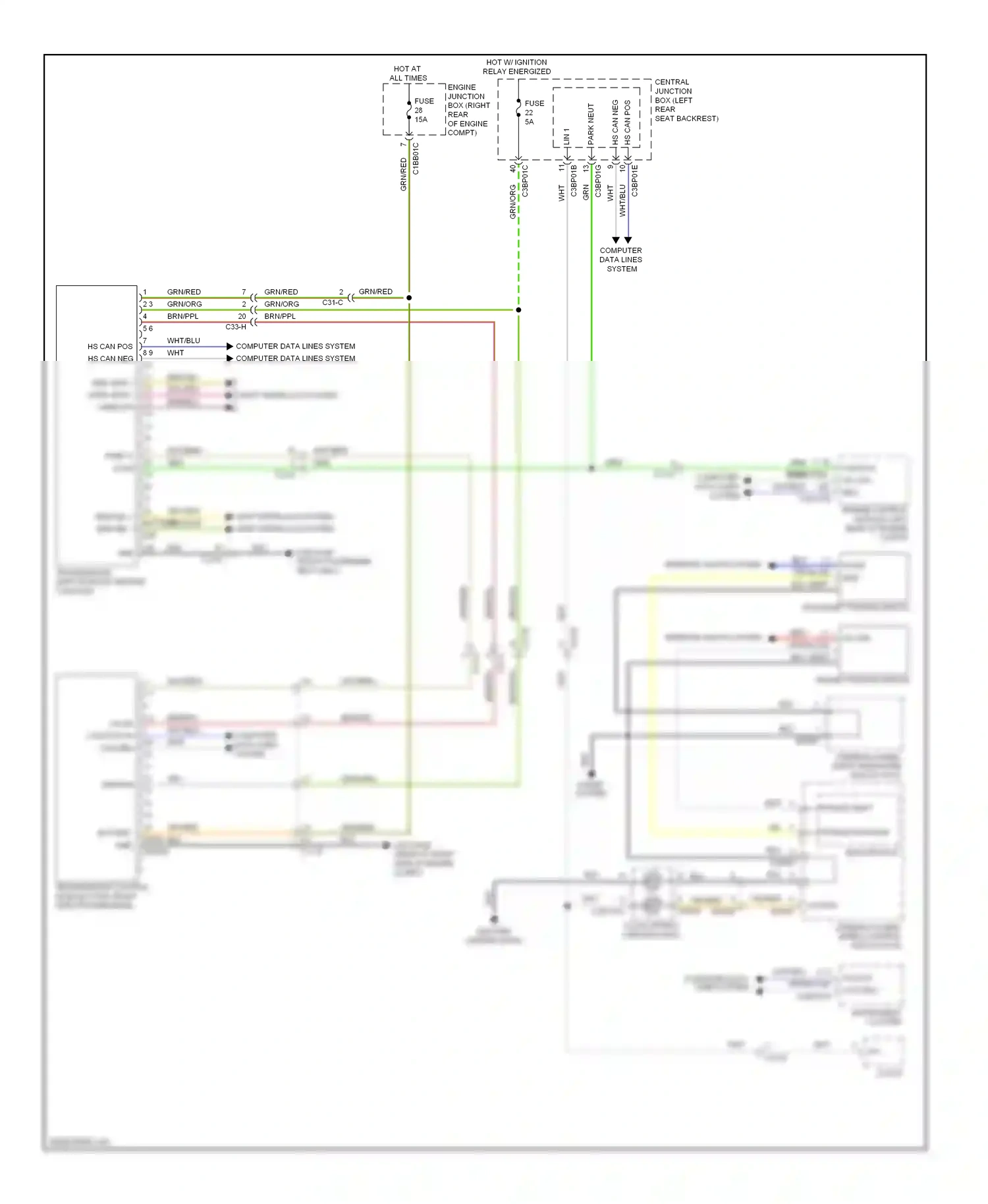 Jaguar XJ X351 (2009-2015) computer data lines system computer data lines system wiring diagram  (1 of 1)