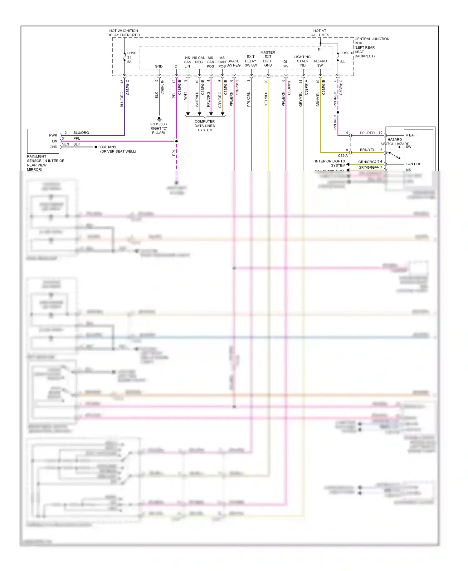 Jaguar XJ X351 (2009-2015) exit 3 exit 2 exit 1 autolamp wiring diagram  (1 of 1)